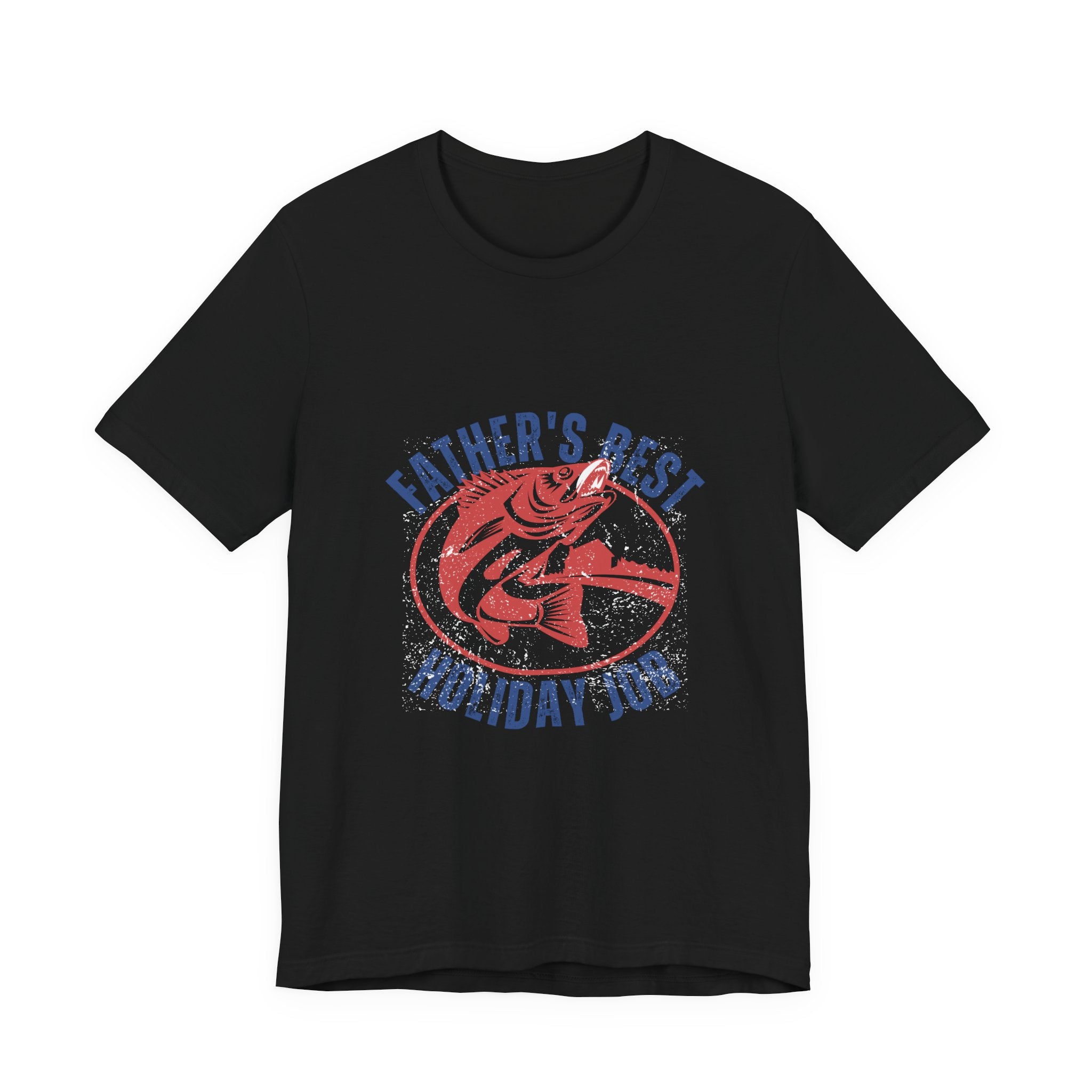 Father's Best Holiday Job T-Shirt — Vintage Fishing Dad Christmas Tee