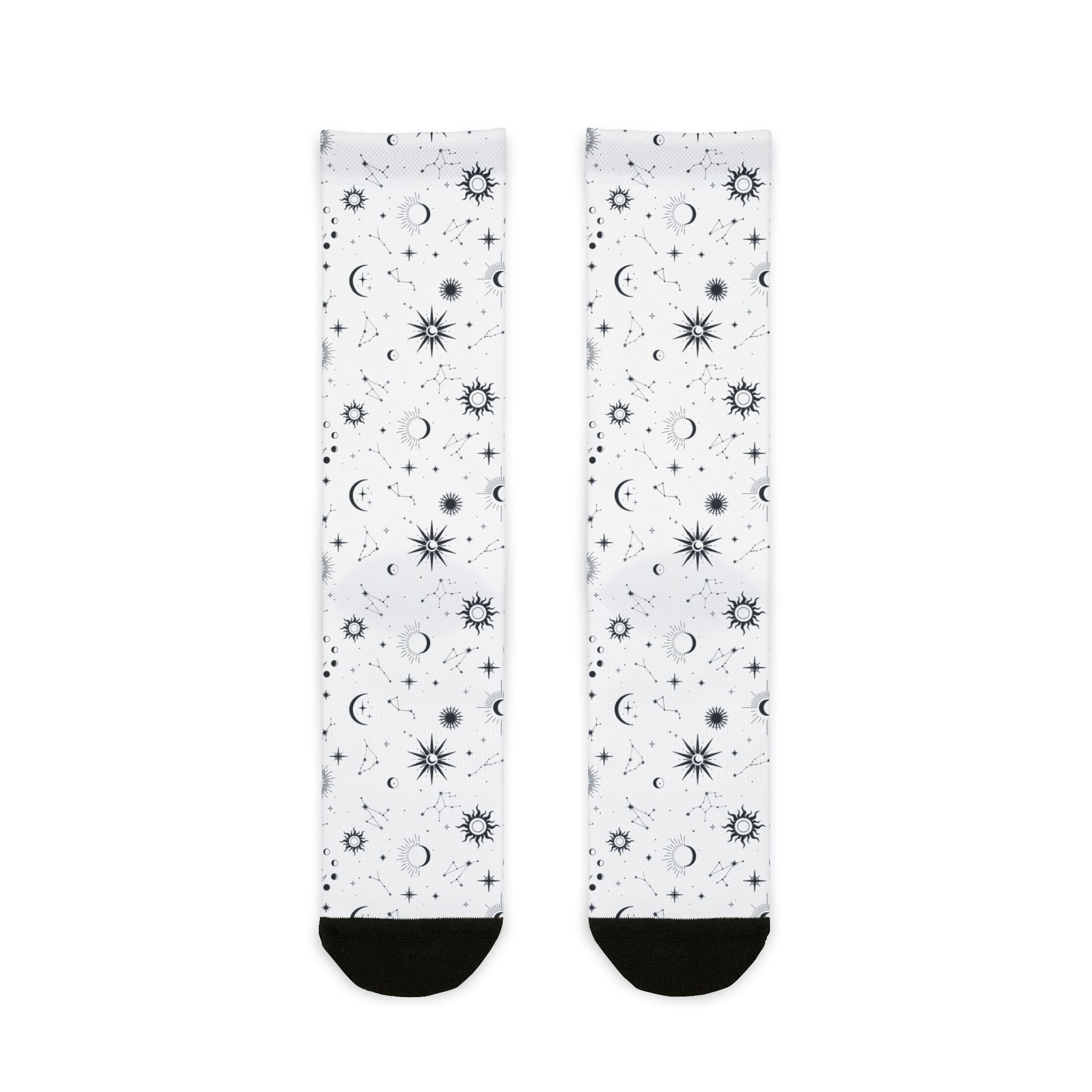 Celestial Moon & Stars Crew Socks —  Astrological Pattern