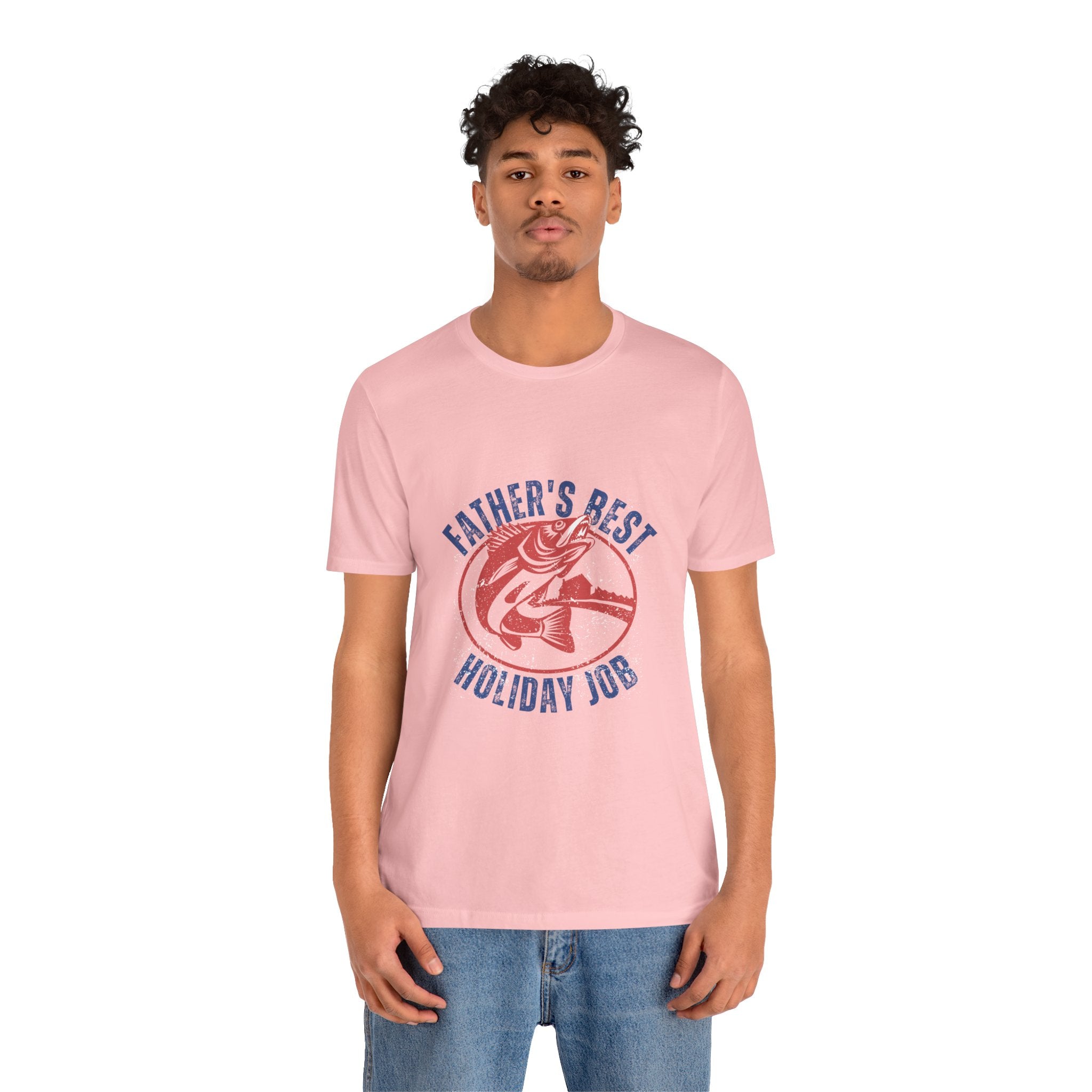 Father's Best Holiday Job T-Shirt — Vintage Fishing Dad Christmas Tee