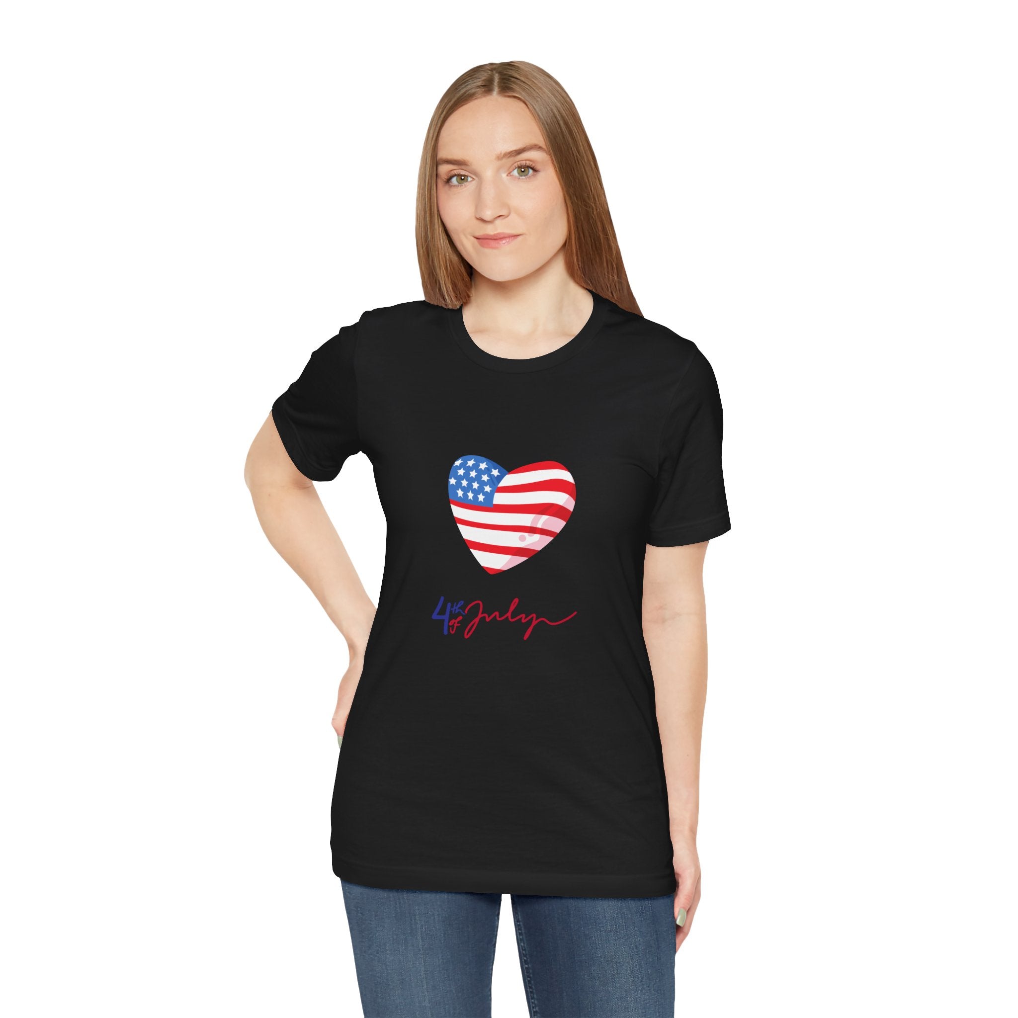 4th of July Heart Flag Tee — American Flag Heart Graphic T-Shirt
