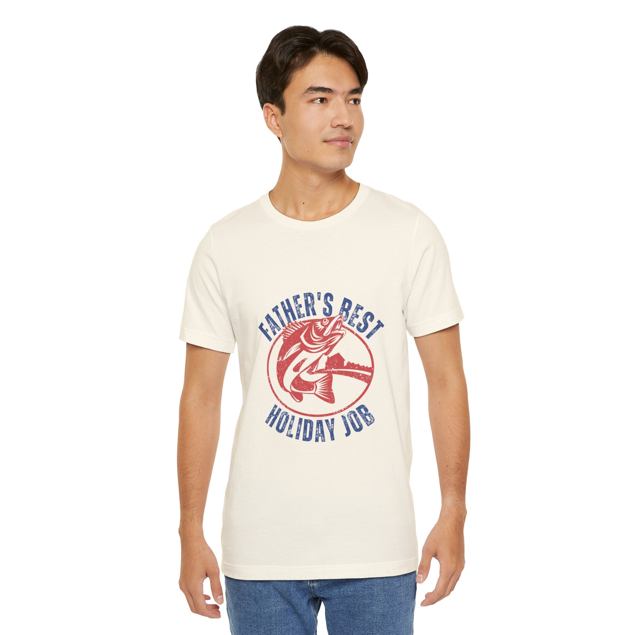 Father's Best Holiday Job T-Shirt — Vintage Fishing Dad Christmas Tee