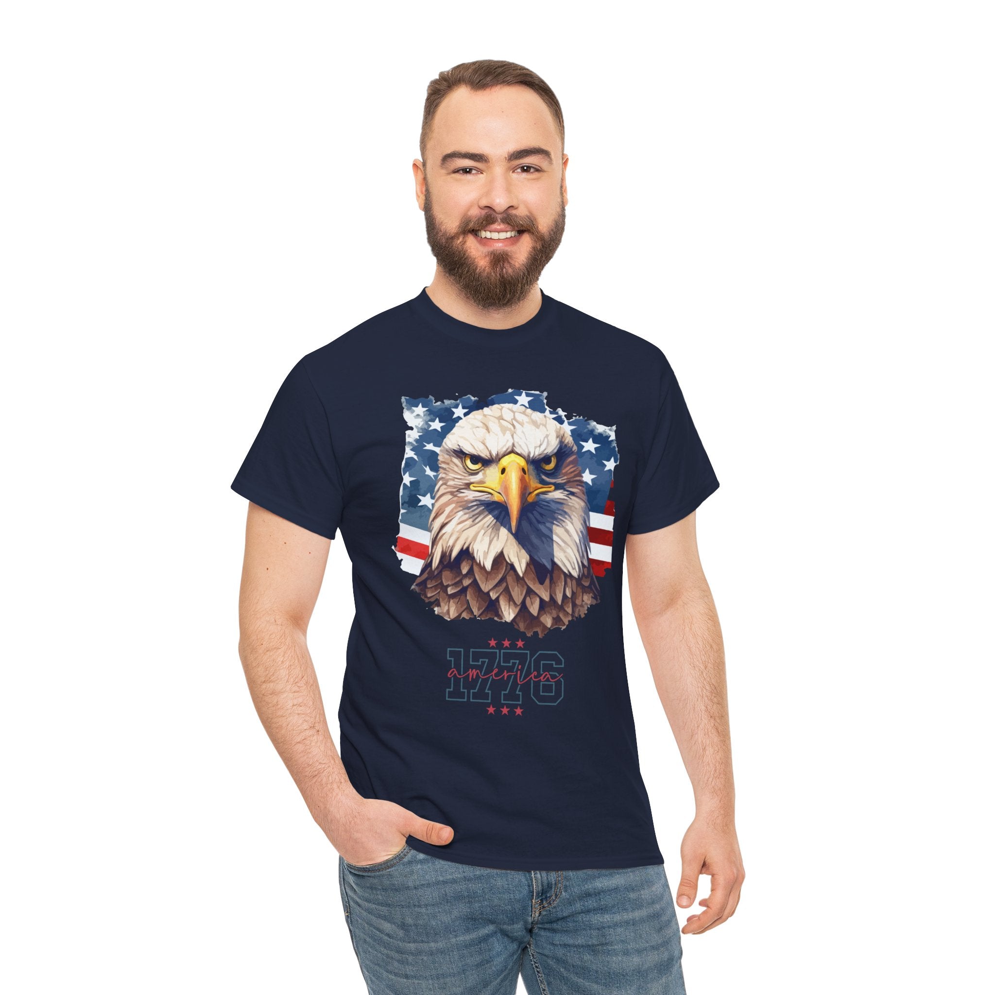 Patriotic Eagle T-Shirt - '1776' American Flag Graphic Tee