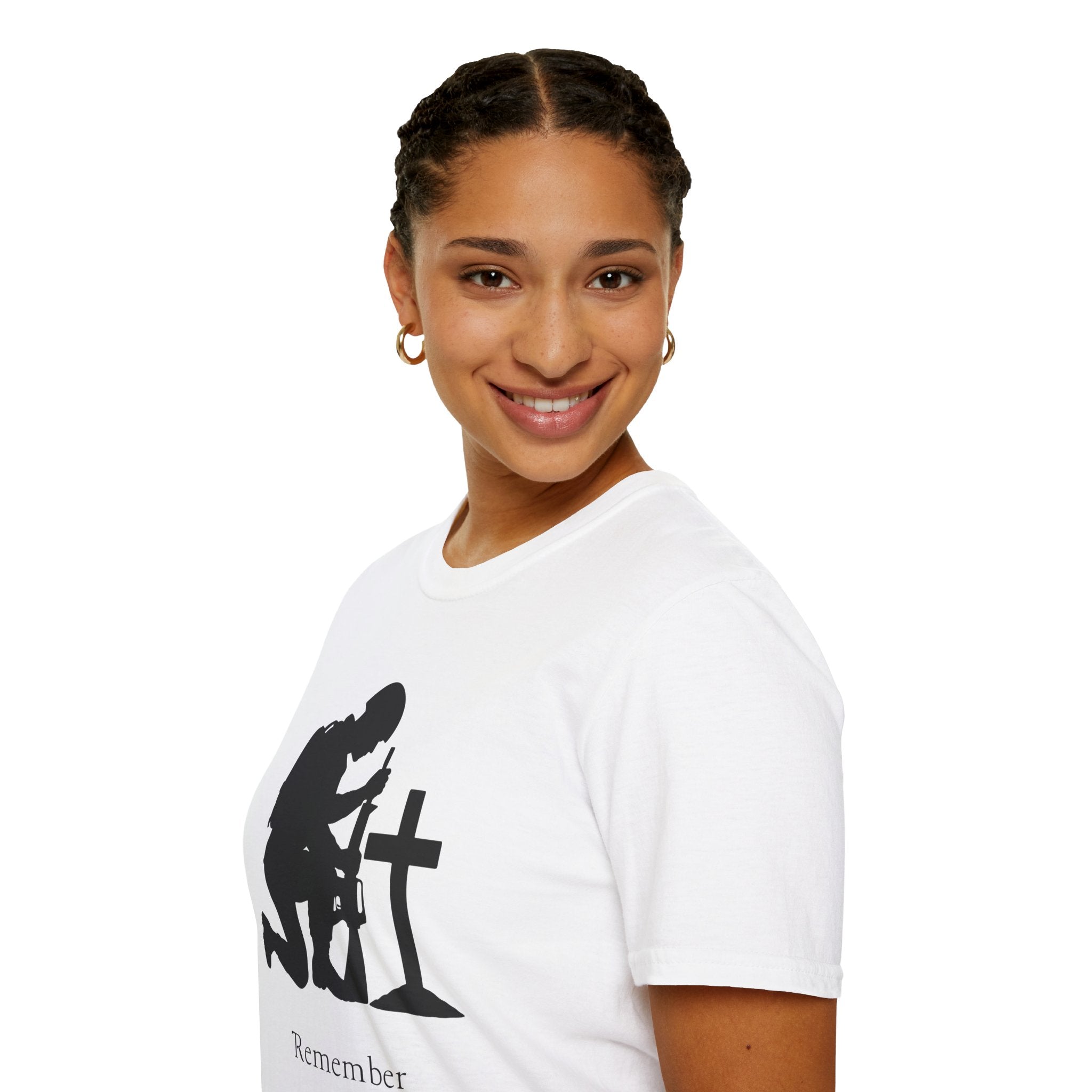 Remember Soldier Kneeling Cross T-Shirt — Military Memorial Tee