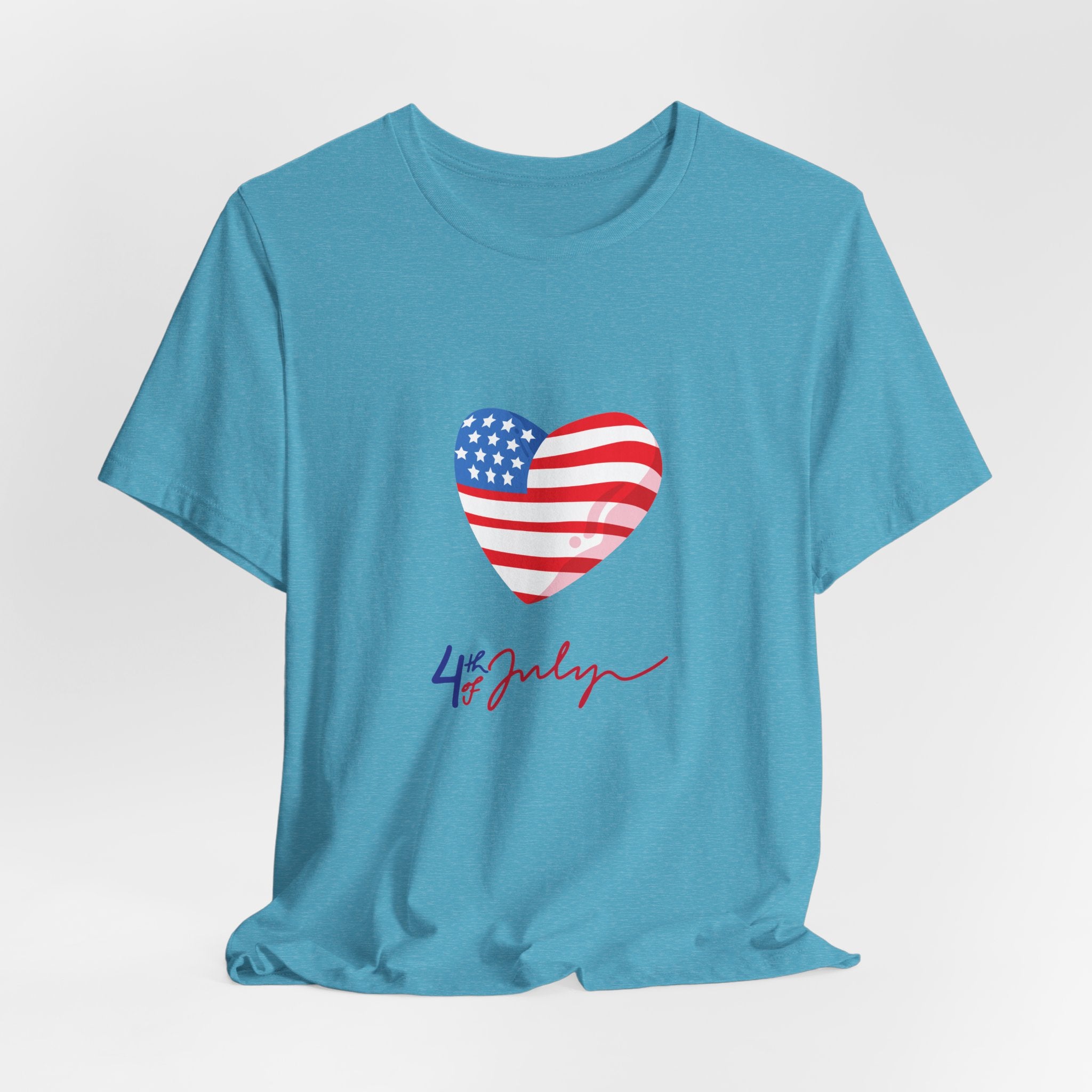 4th of July Heart Flag Tee — American Flag Heart Graphic T-Shirt
