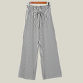Plus Size Stripe Tie Waist Straight Pants