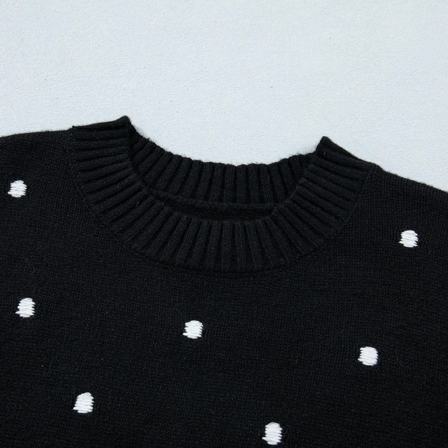 Polka Dot Bubble Short Sleeve Sweater