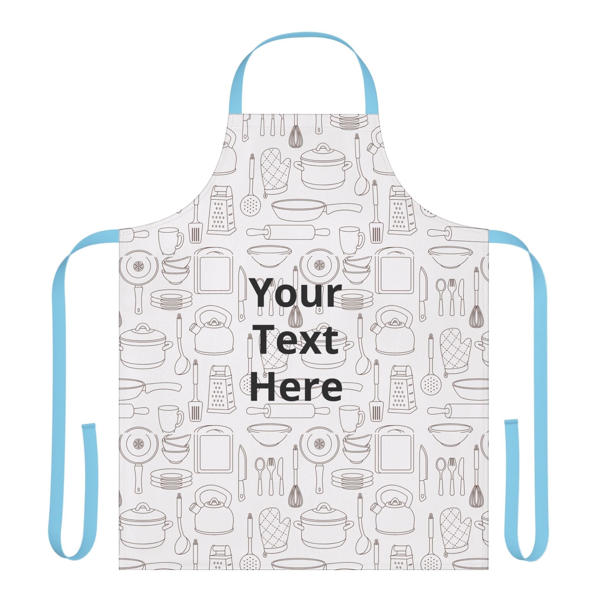 Custom Kitchen Apron - Personalized "Your Text Here" Cooking Apron with Utensil Pattern