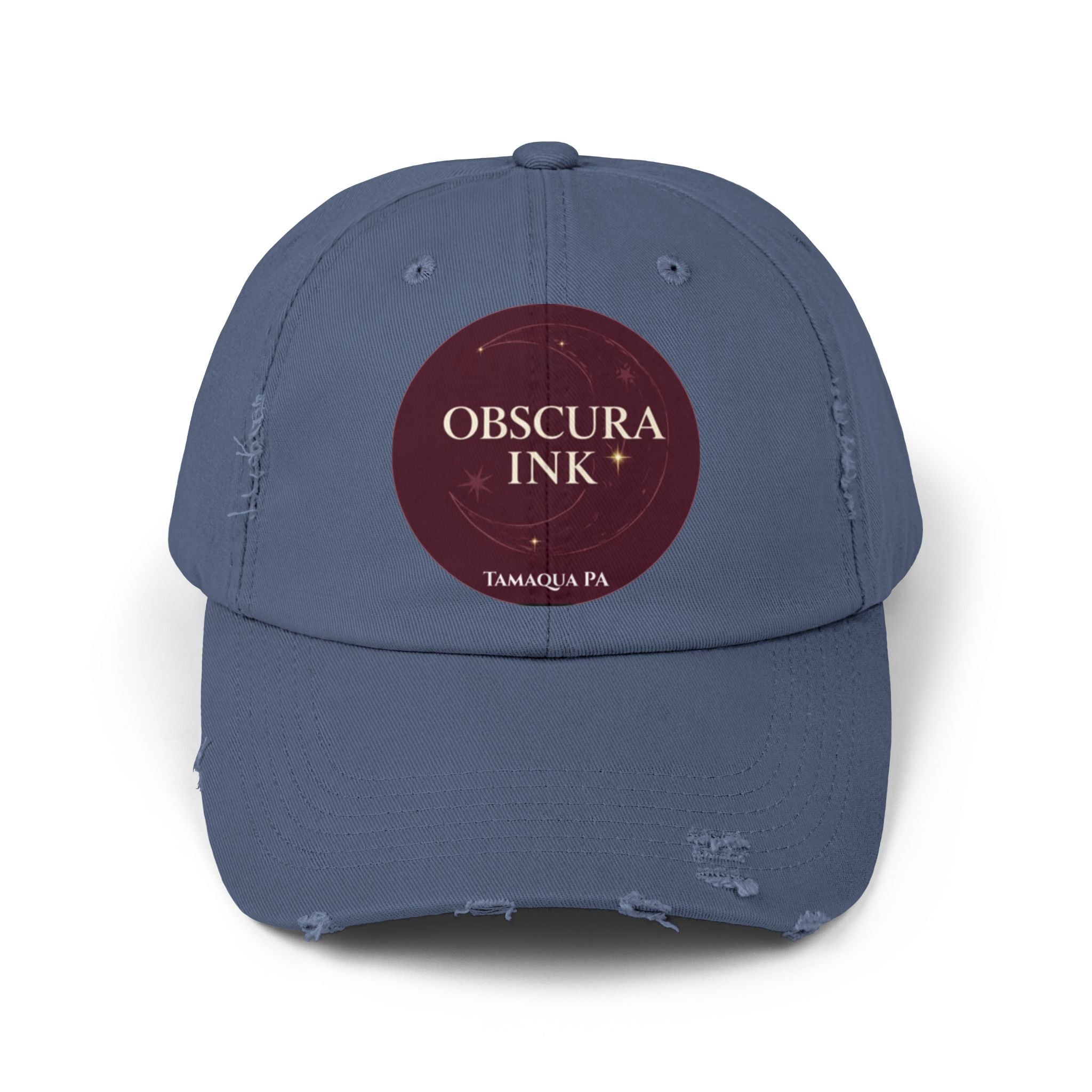 Moon Logo — Obscura Ink Distressed Baseball Cap