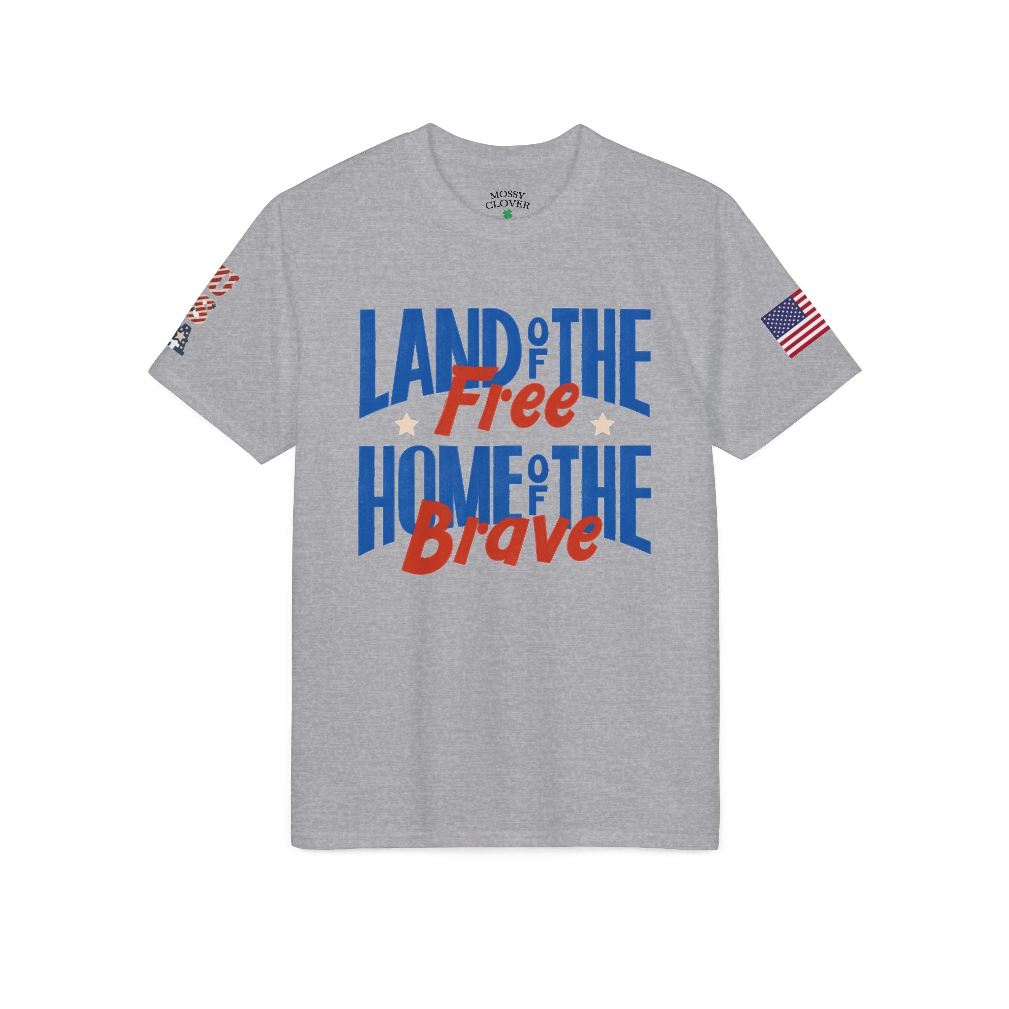 Patriotic T-Shirt — "Land of the Free, Home of the Brave" USA Flag Tee