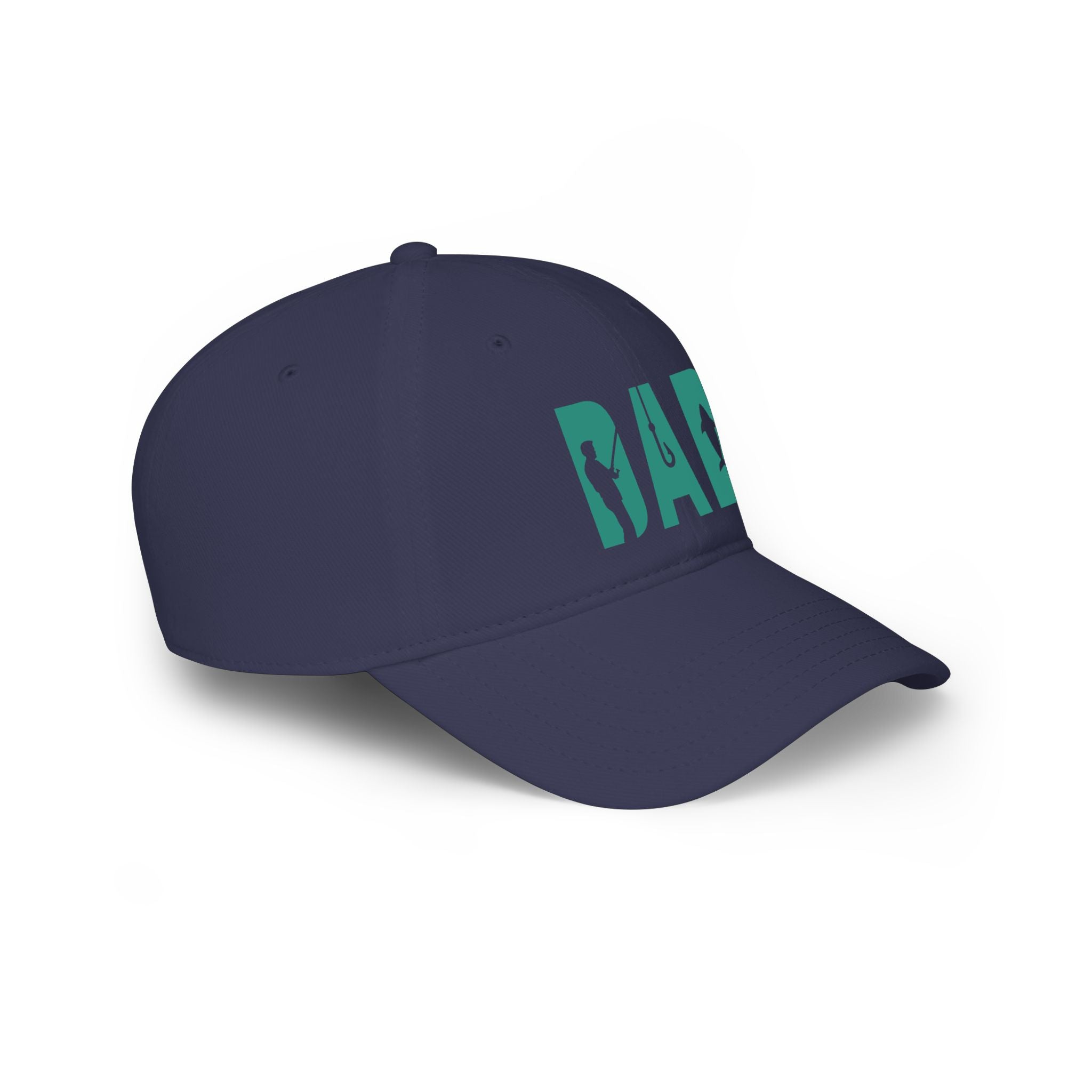 Fishing Dad Low Profile Baseball Cap — 'DAD' Silhouette Hat for Father's Day & Outdoors