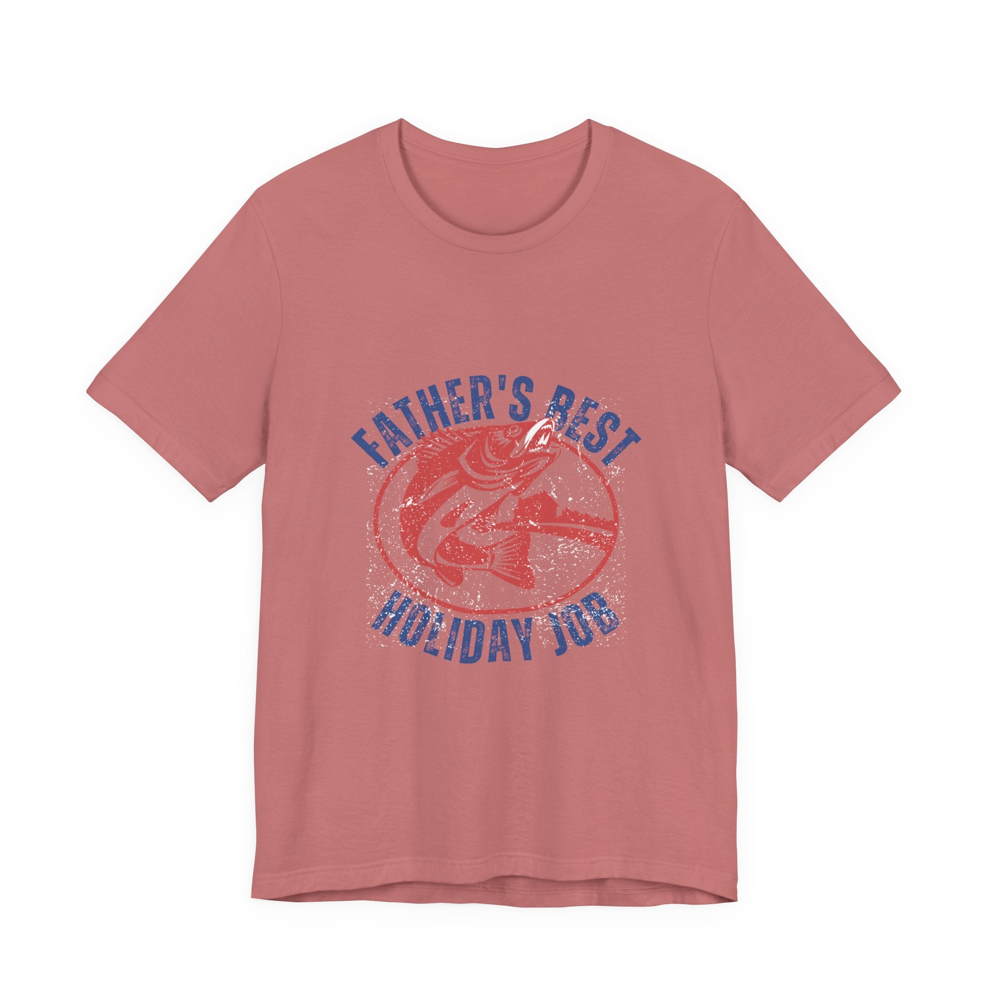 Father's Best Holiday Job T-Shirt — Vintage Fishing Dad Christmas Tee