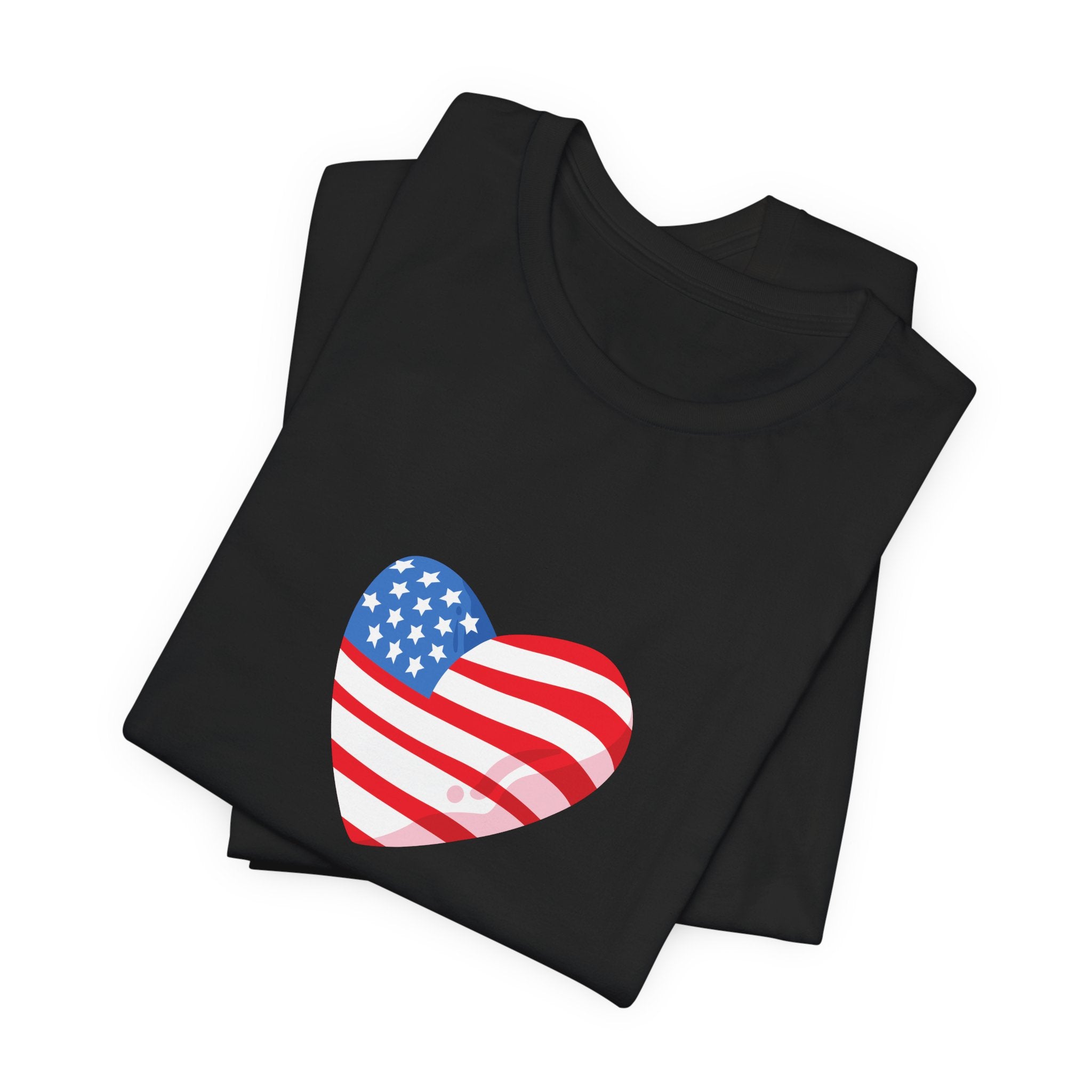 4th of July Heart Flag Tee — American Flag Heart Graphic T-Shirt