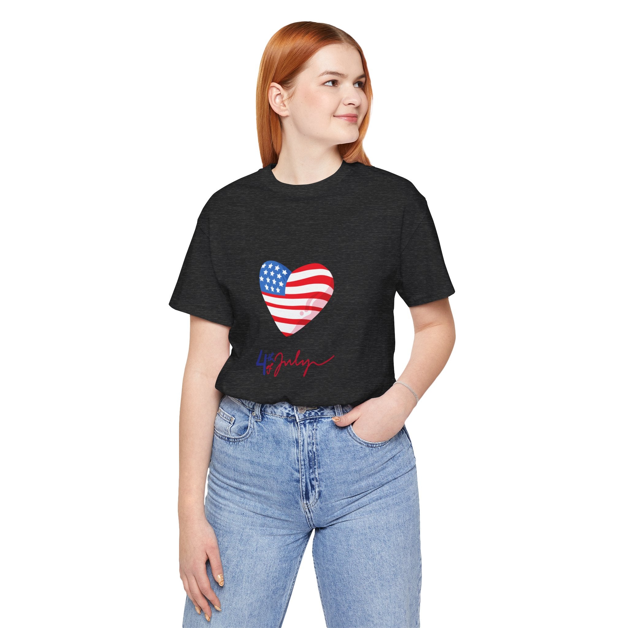4th of July Heart Flag Tee — American Flag Heart Graphic T-Shirt