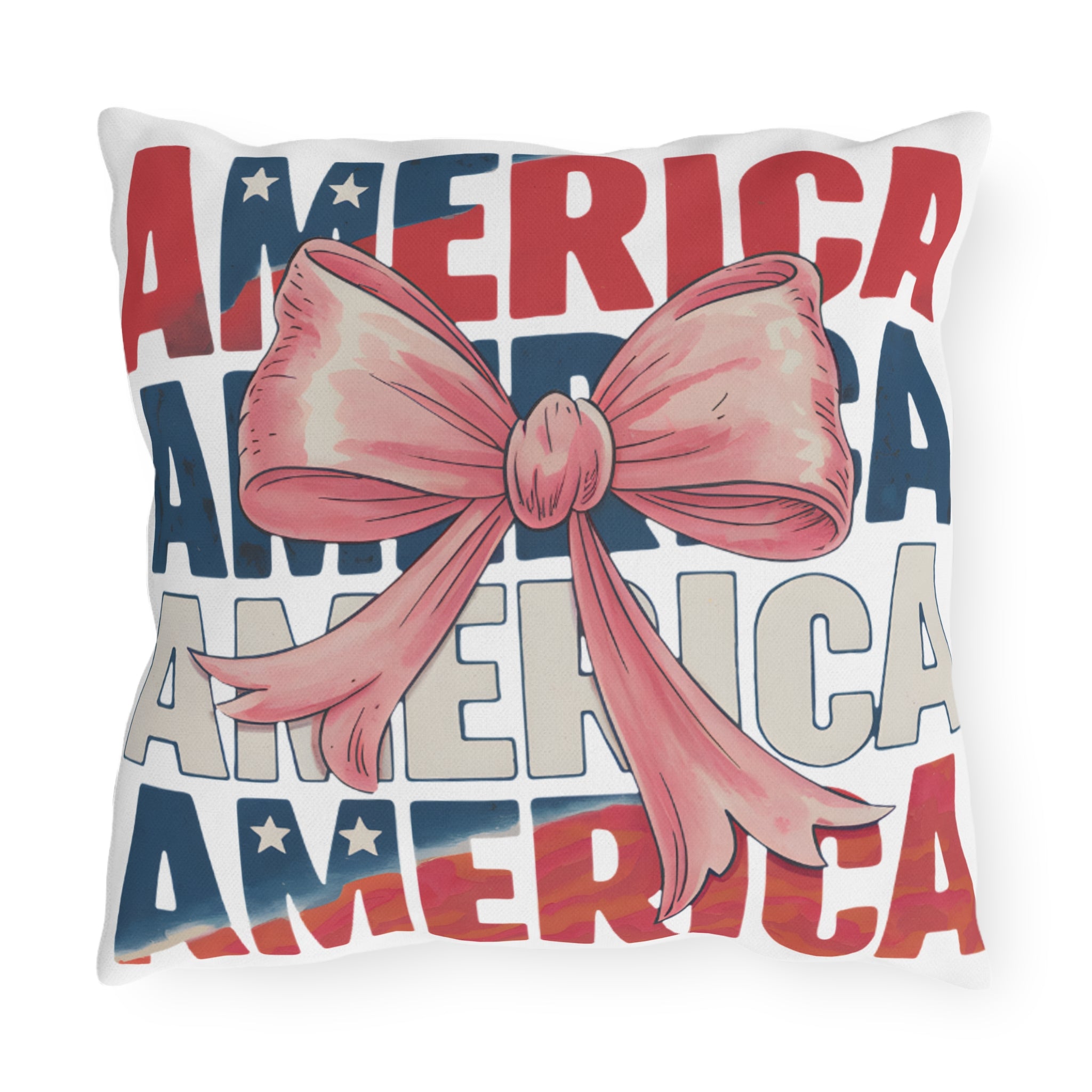Patriotic Americana Throw Pillow  - 4th of July Outdoor Pillow