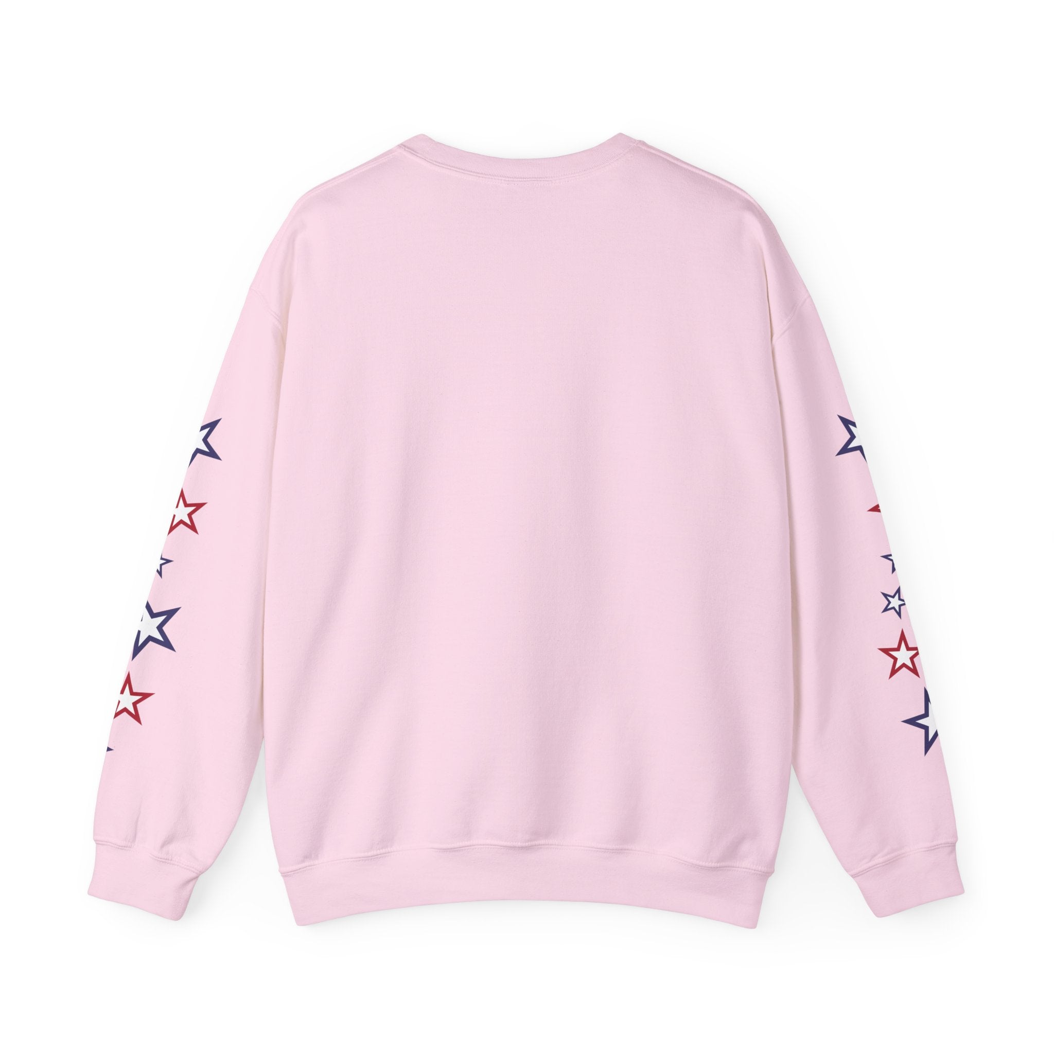 American Flag Castle Crewneck Sweatshirt — Patriotic Stars Sleeve Pullover