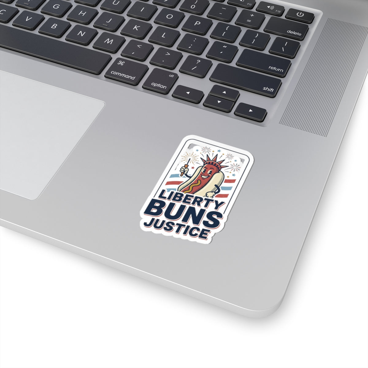Liberty Buns Justice Kiss-Cut Sticker | Hot Dog Humor, 4th of July