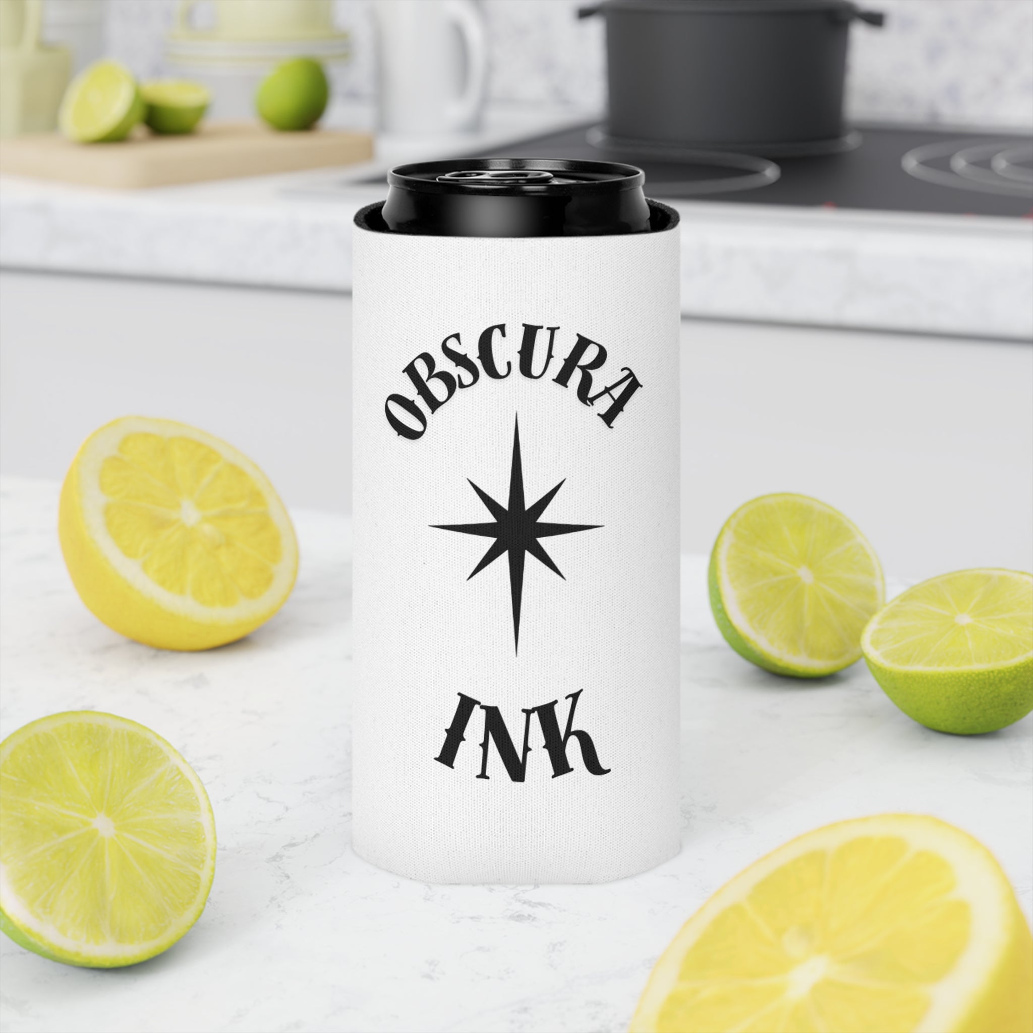 Can Cooler — Obscura Ink Star Logo Beverage Koozie