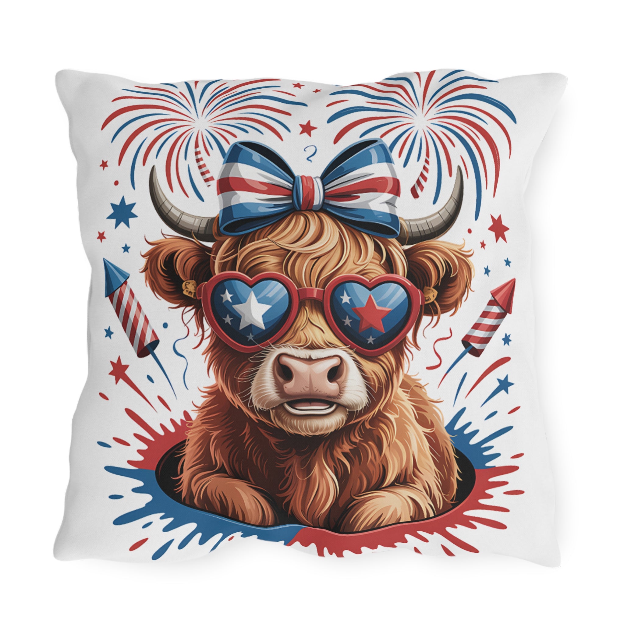 4th of July Outdoor Pillow - Patriotic Peace Love America Throw Pillow
