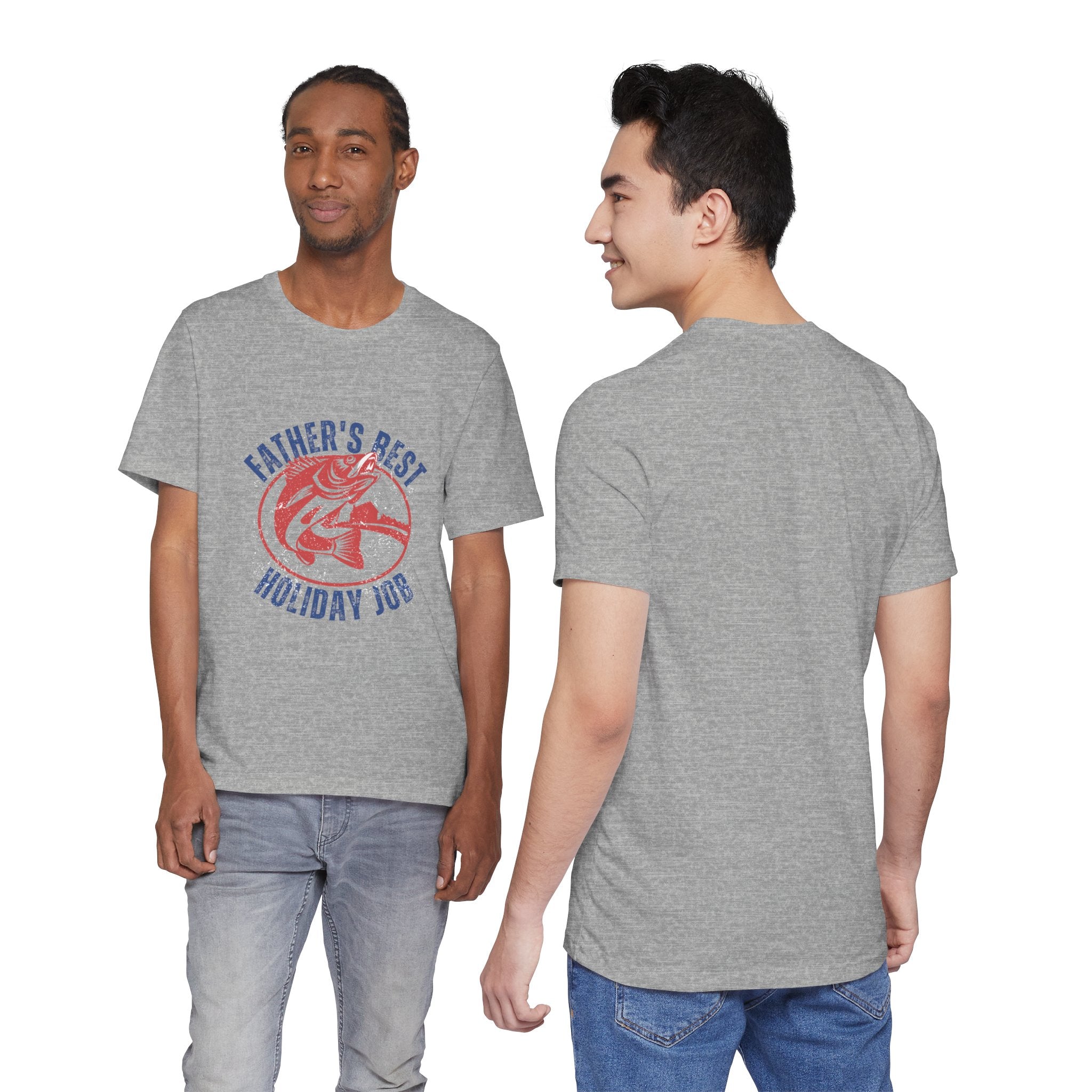 Father's Best Holiday Job T-Shirt — Vintage Fishing Dad Christmas Tee