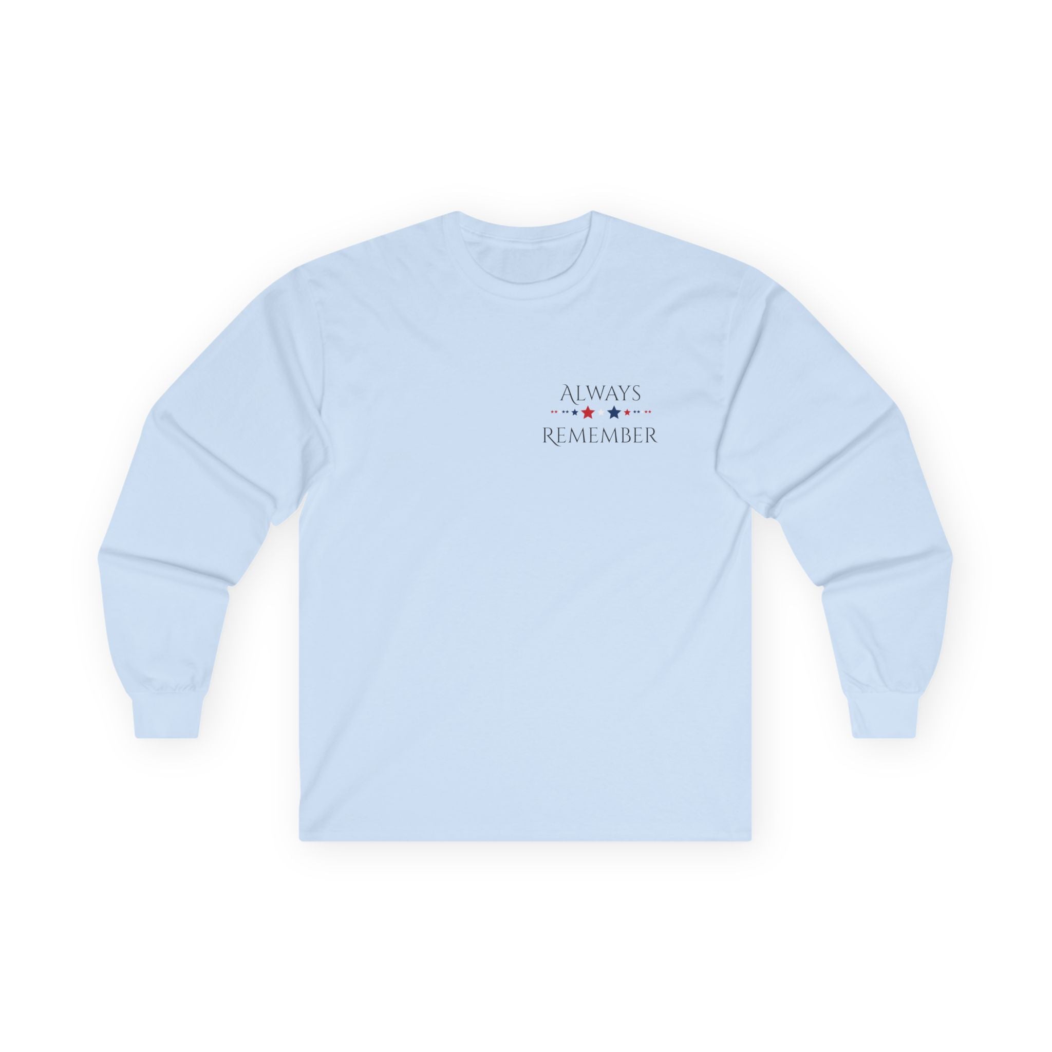 Memorial Day Long Sleeve Tee – "Always Remember" American Flag Tribute
