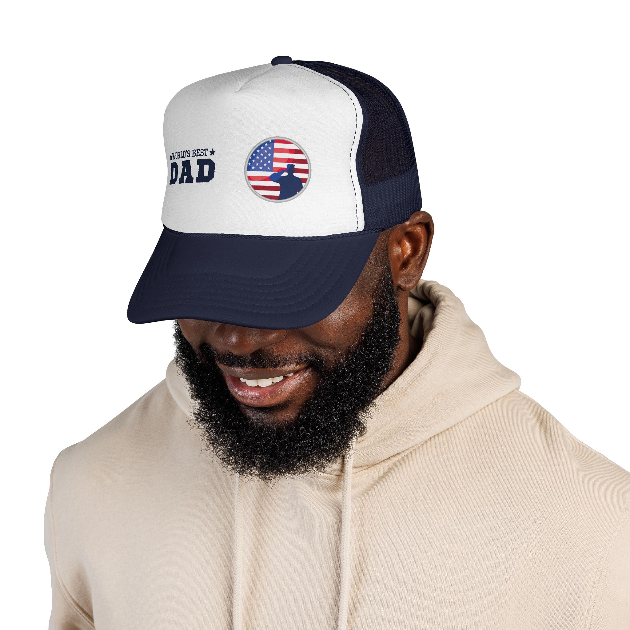 World's Best Dad Trucker Cap — Patriotic American Flag Father’s Day Hat