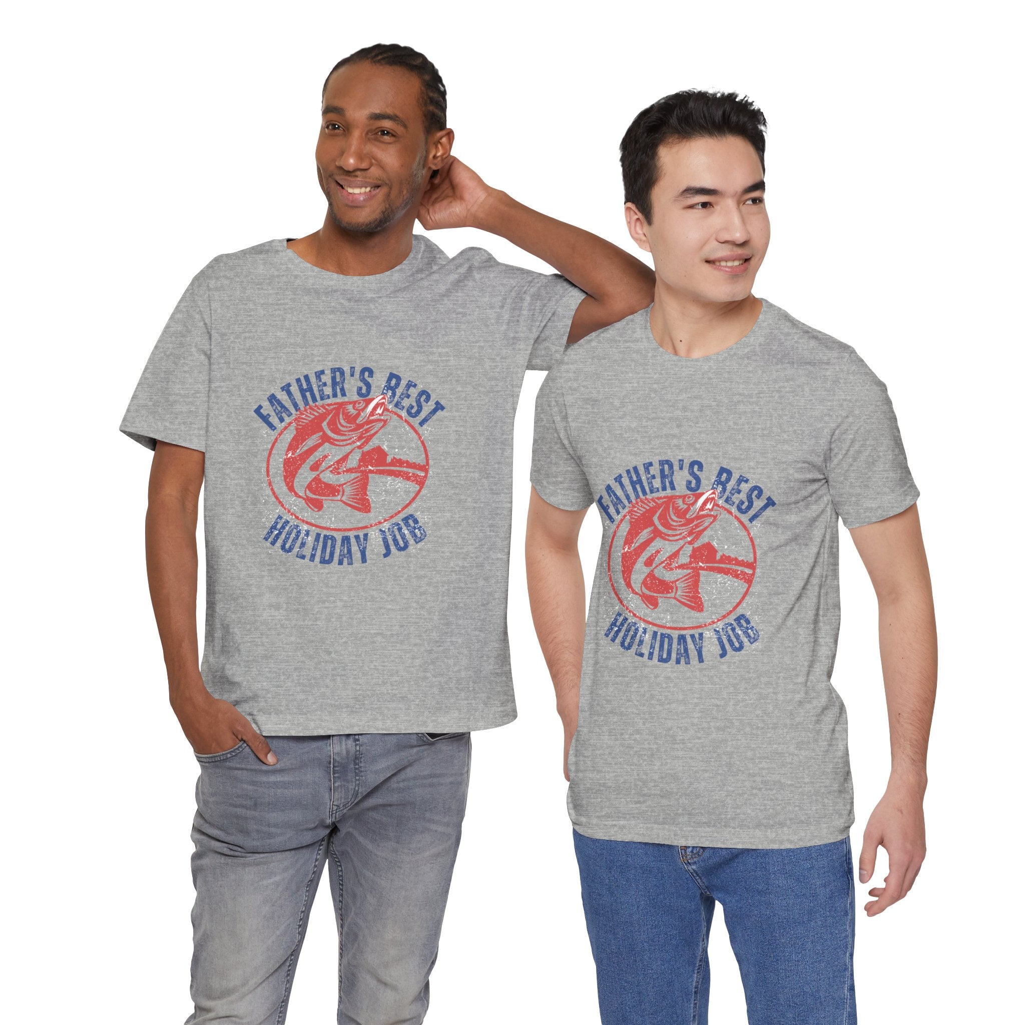 Father's Best Holiday Job T-Shirt — Vintage Fishing Dad Christmas Tee