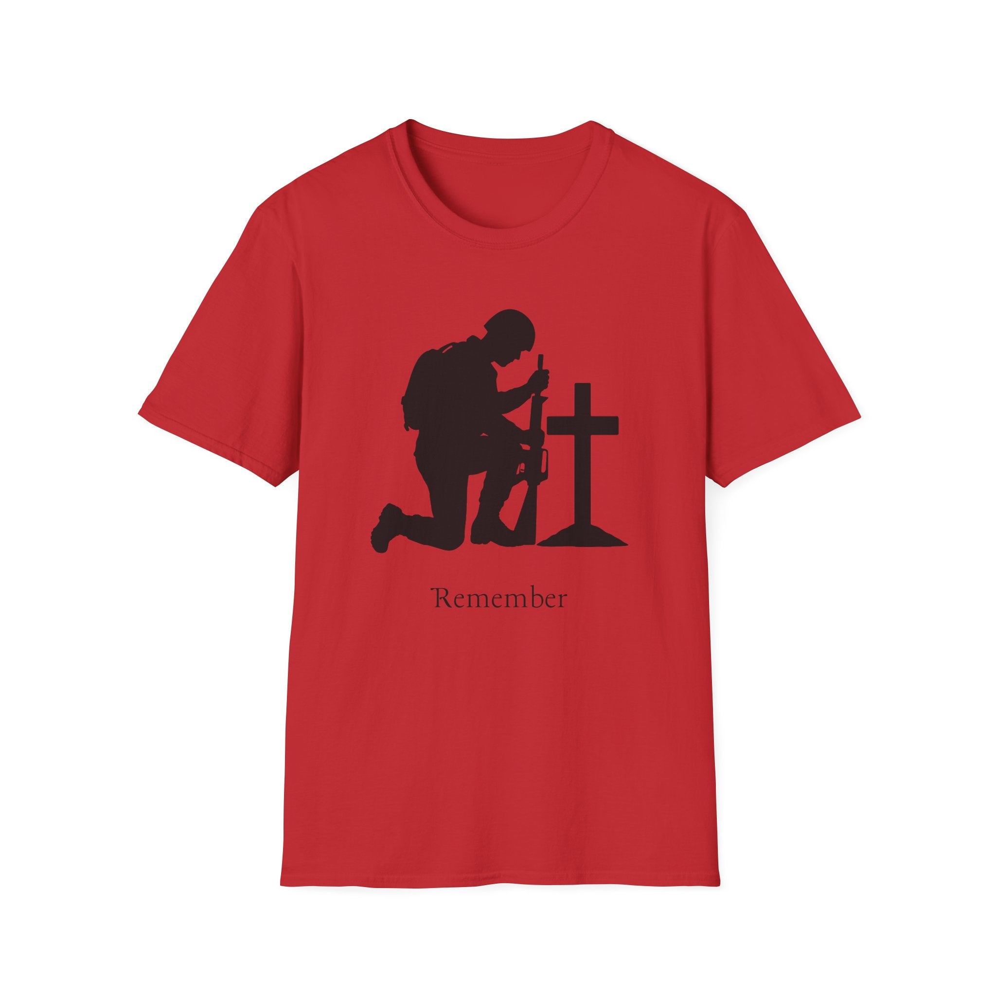 Remember Soldier Kneeling Cross T-Shirt — Military Memorial Tee