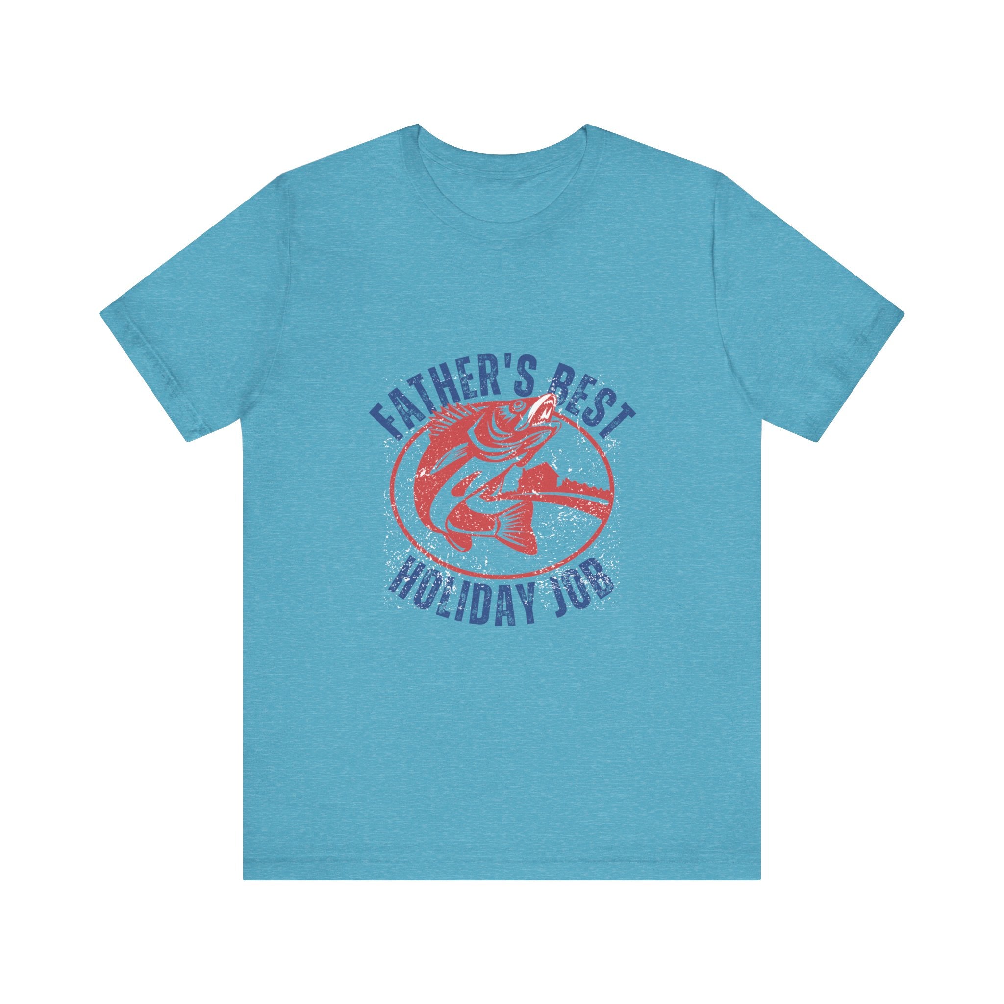 Father's Best Holiday Job T-Shirt — Vintage Fishing Dad Christmas Tee