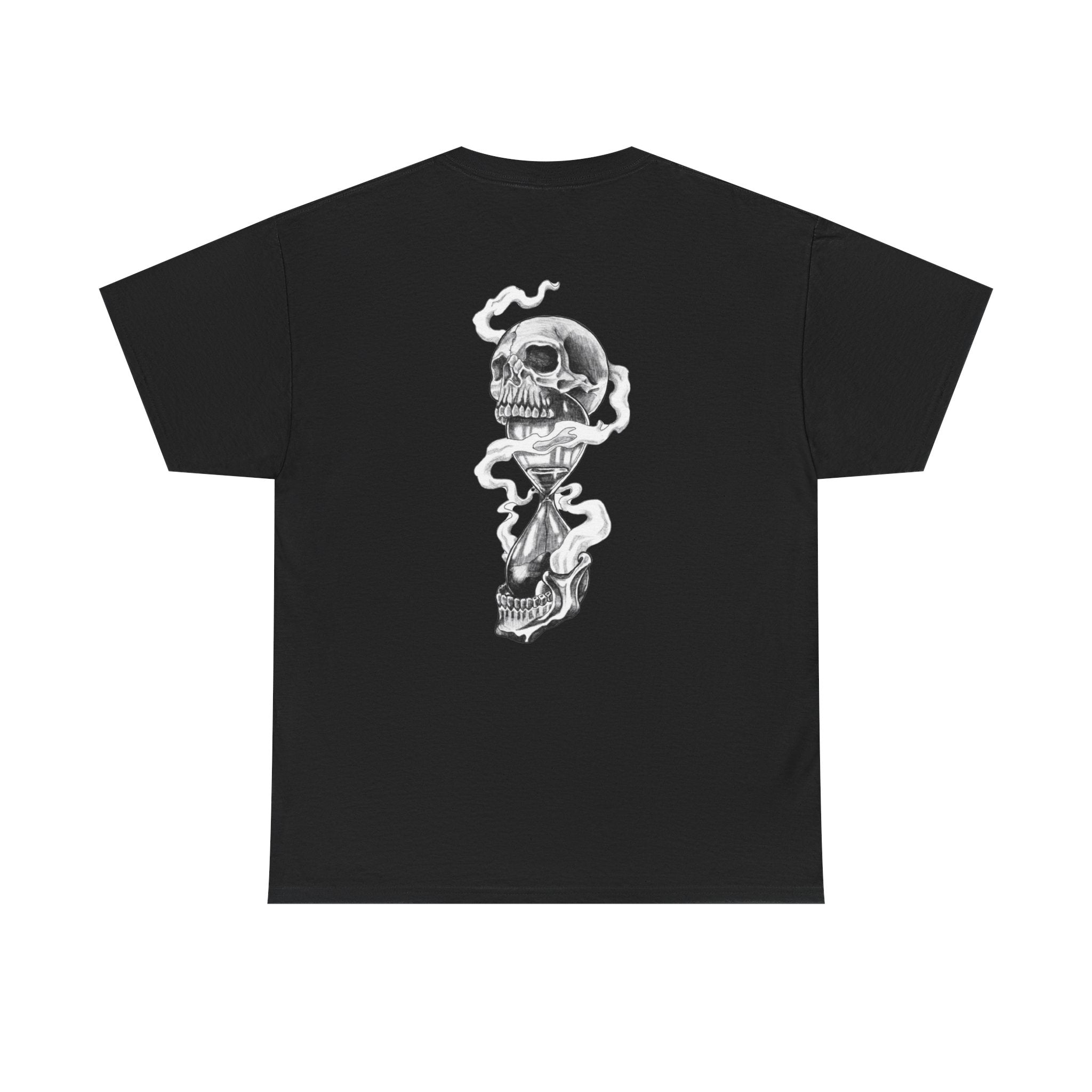 Skull Hourglass Tee — Gothic Skull Backprint Graphic T-Shirt