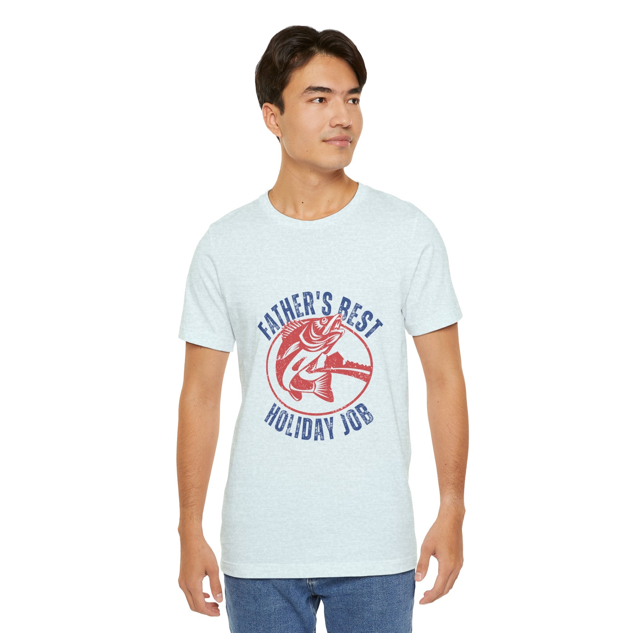 Father's Best Holiday Job T-Shirt — Vintage Fishing Dad Christmas Tee