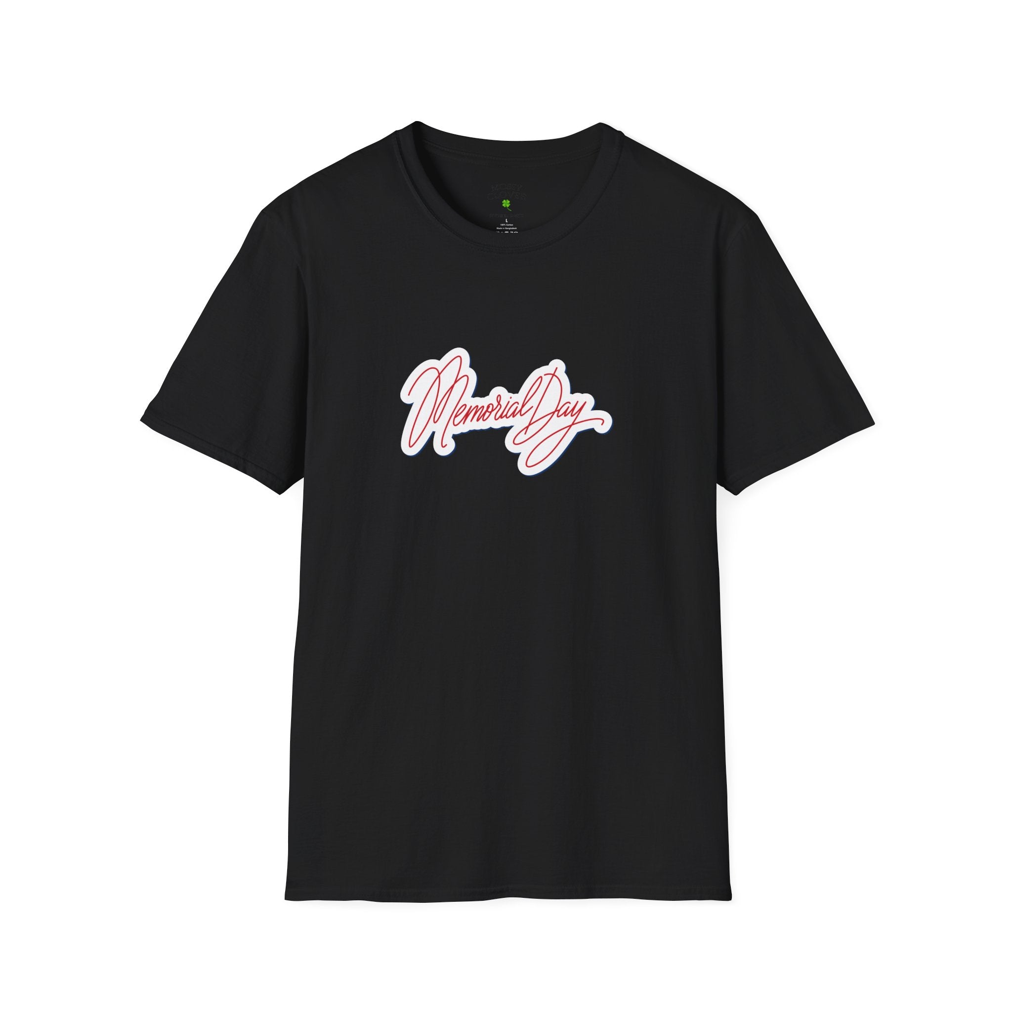 Memorial Day T-Shirt – 'Memorial Day' Script Front & American Flag Back