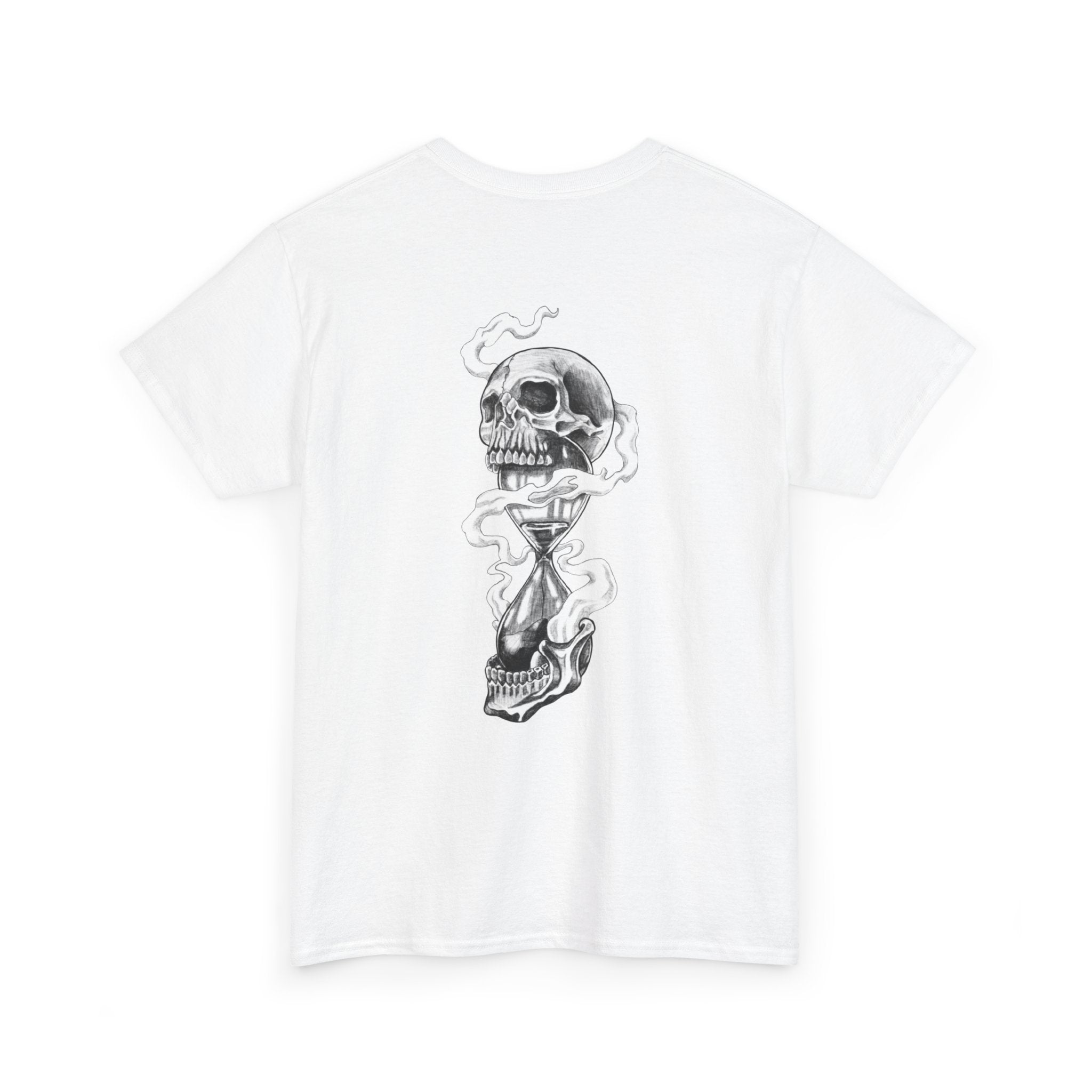 Skull Hourglass Tee — Gothic Skull Backprint Graphic T-Shirt