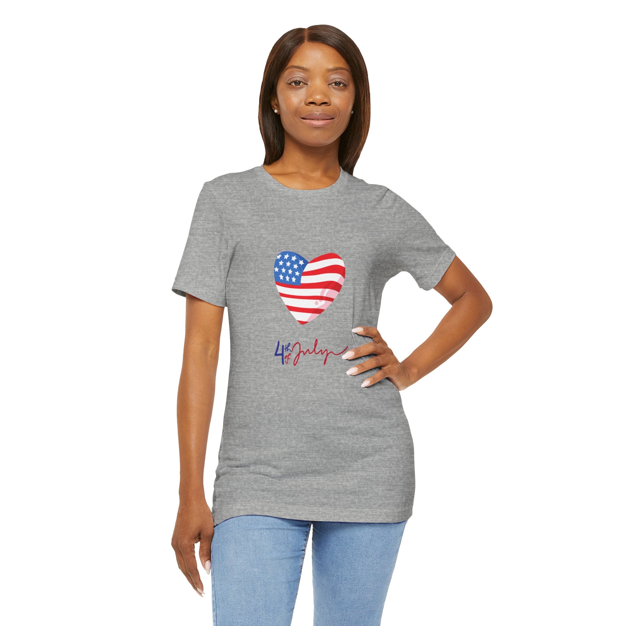 4th of July Heart Flag Tee — American Flag Heart Graphic T-Shirt