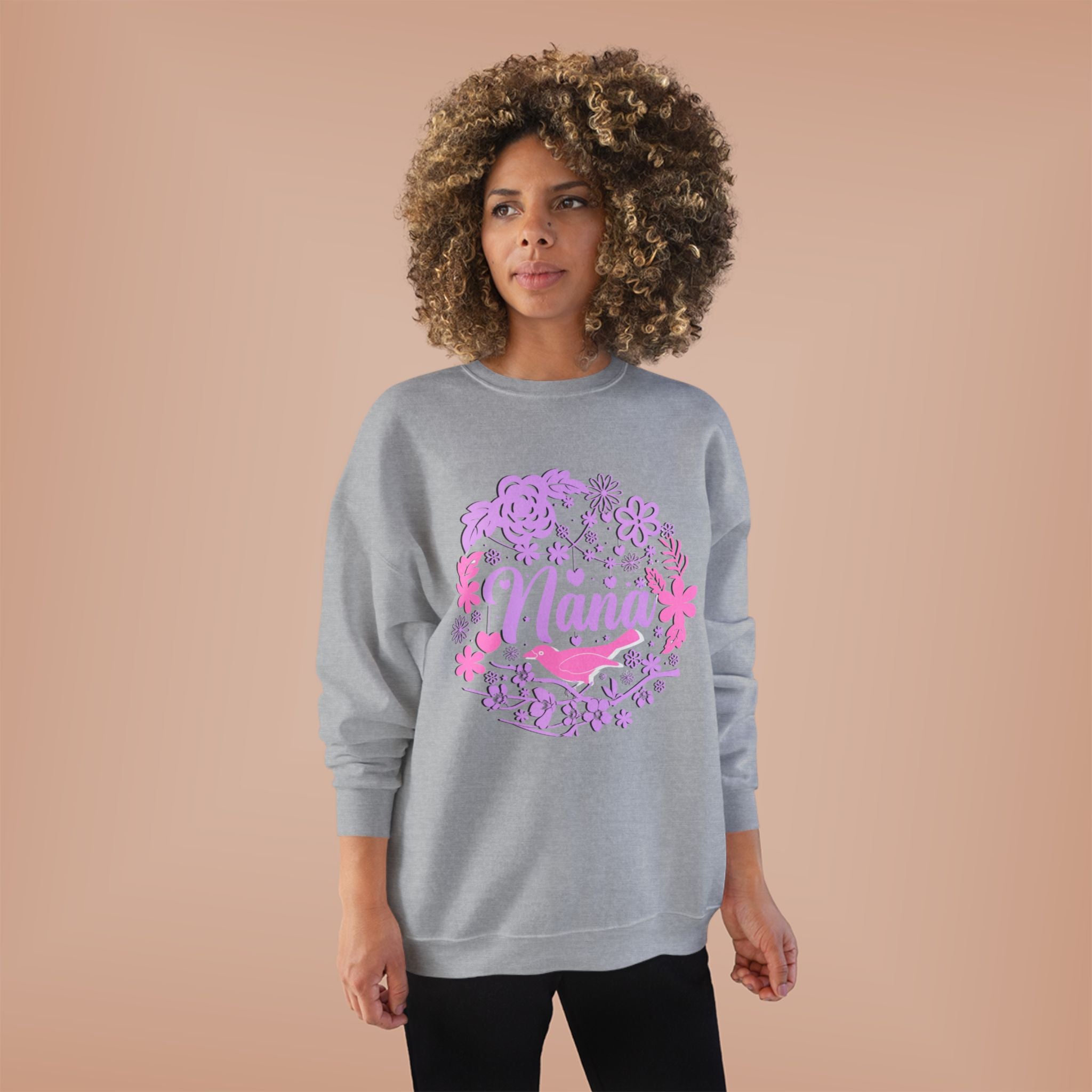 Nana Floral Crewneck Sweatshirt — Pink /Purple Grandma Gift