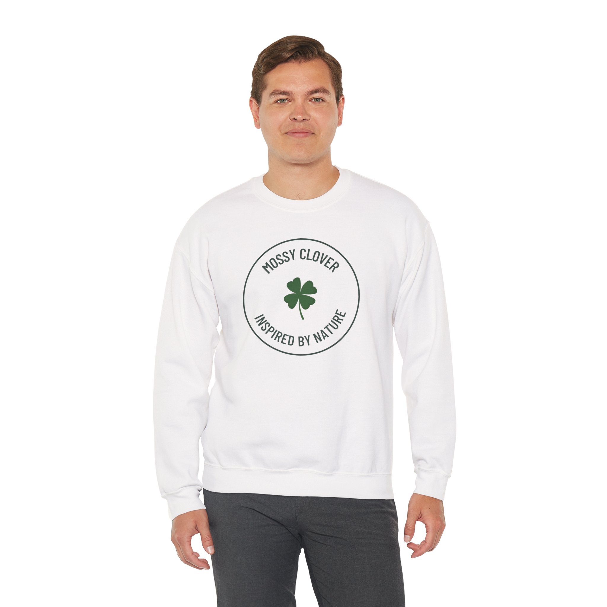 Mossy Clover Crewneck Sweatshirt - "Mossy Clover: Inspired by Nature"  Eco Nature Pullover