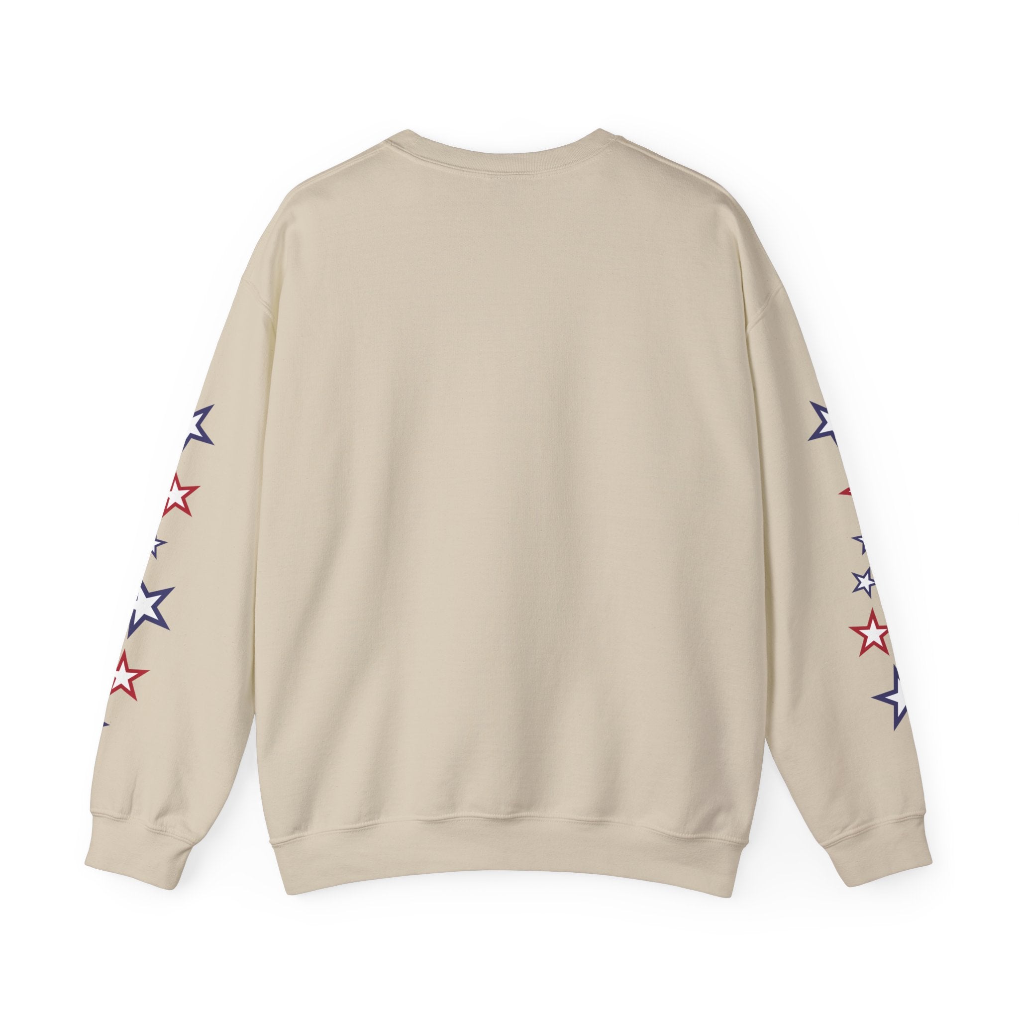 American Flag Castle Crewneck Sweatshirt — Patriotic Stars Sleeve Pullover