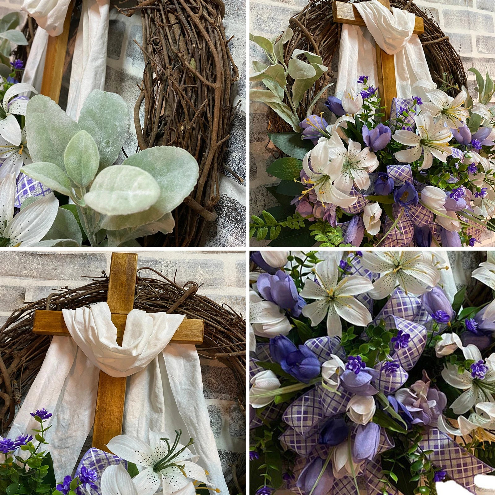 Full Bloom Easter Cross Wreath – Vibrant Spring Door Decor