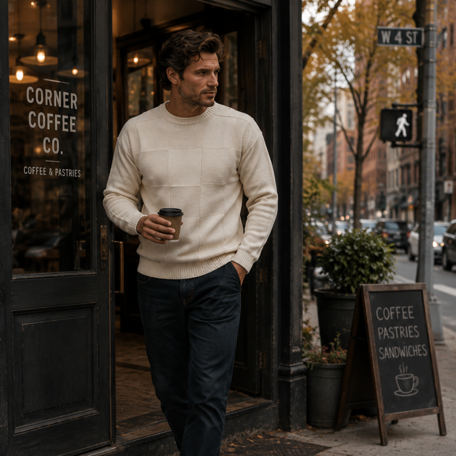 The Aspen Plaid Knit Pullover Sweater For Men