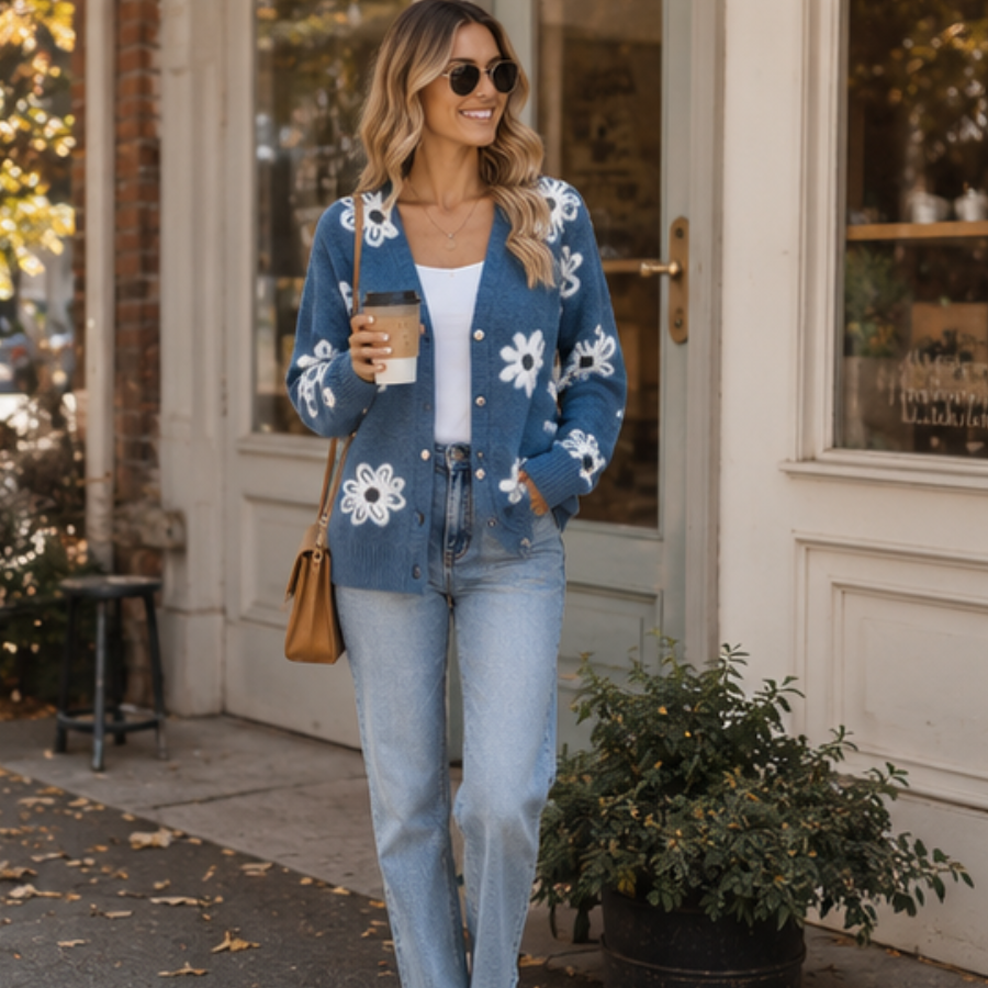 The Daisy Meadow Button Up Cardigan For Women