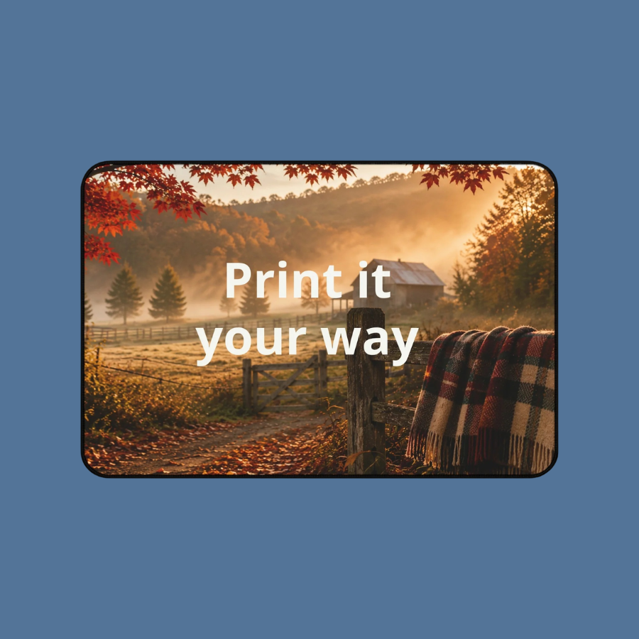 Custom Photo Desk Mat — Personalized Scenic Office Mousepad ("Print it your way")