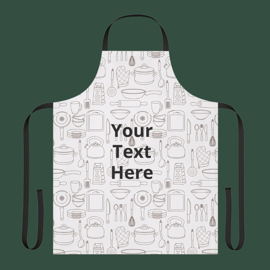 Custom Kitchen Apron - Personalized "Your Text Here" Cooking Apron with Utensil Pattern