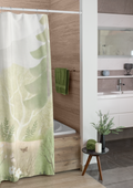 Forest Meadow Shower Curtain — Soft Green Woodland Deer Bathroom Decor