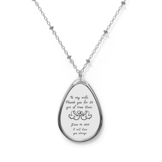 Custom Oval Necklace Pendant — Personalized Engraved Tear-Drop Jewelry