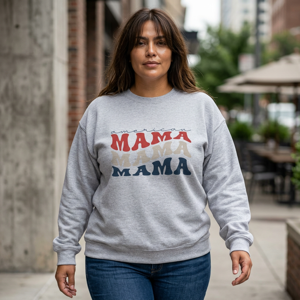 Mama Crewneck Sweatshirt — Vintage American Mama Graphic Pullover