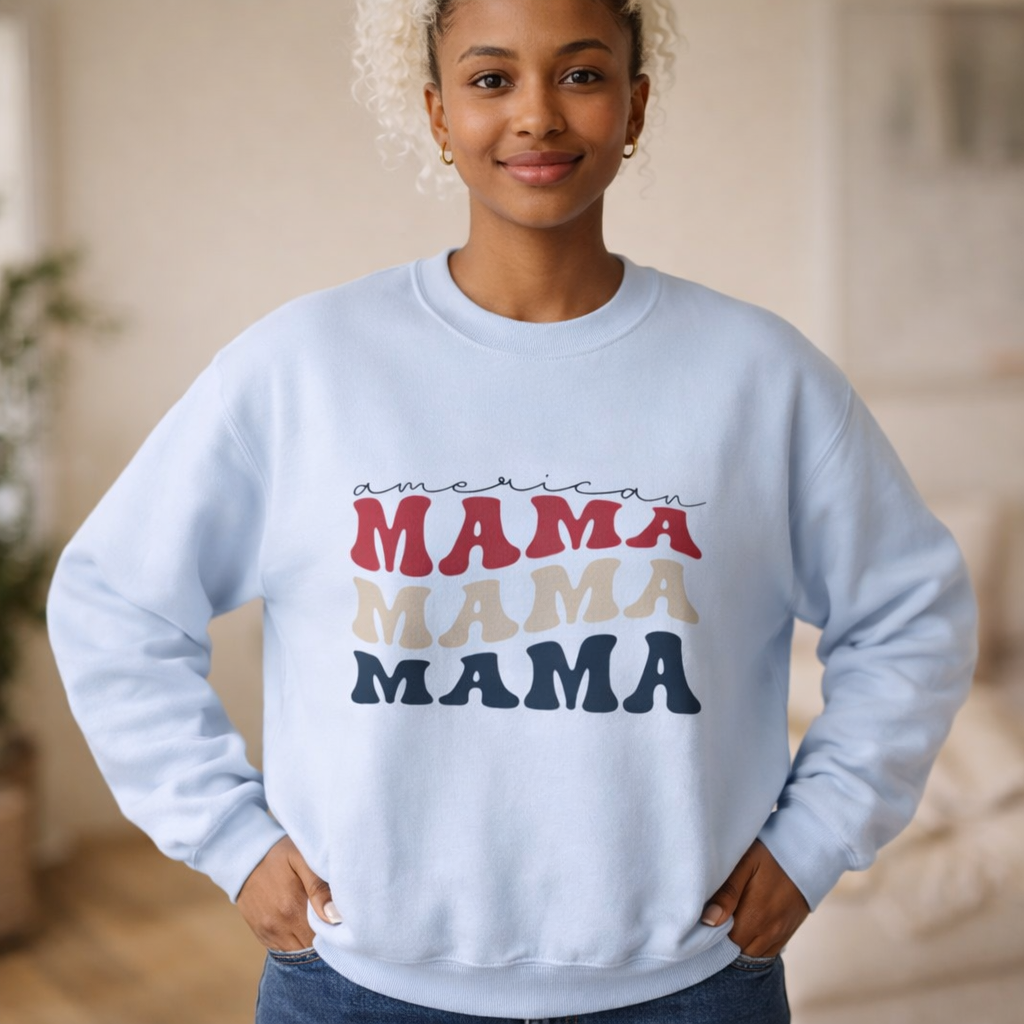 Mama Crewneck Sweatshirt — Vintage American Mama Graphic Pullover