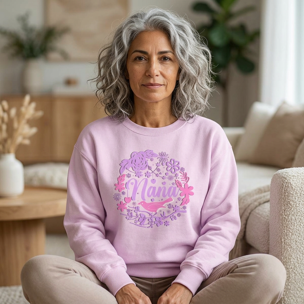 Nana Floral Crewneck Sweatshirt — Pink /Purple Grandma Gift