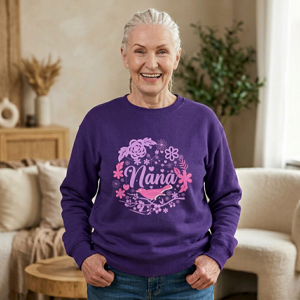 Nana Floral Crewneck Sweatshirt — Pink /Purple Grandma Gift