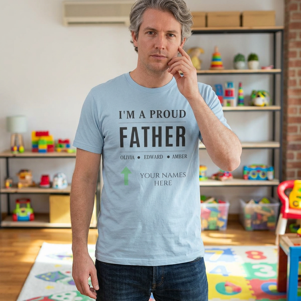 I’m a Proud Father T‑Shirt – Personalized Kids’ Names Tee ~ Custom
