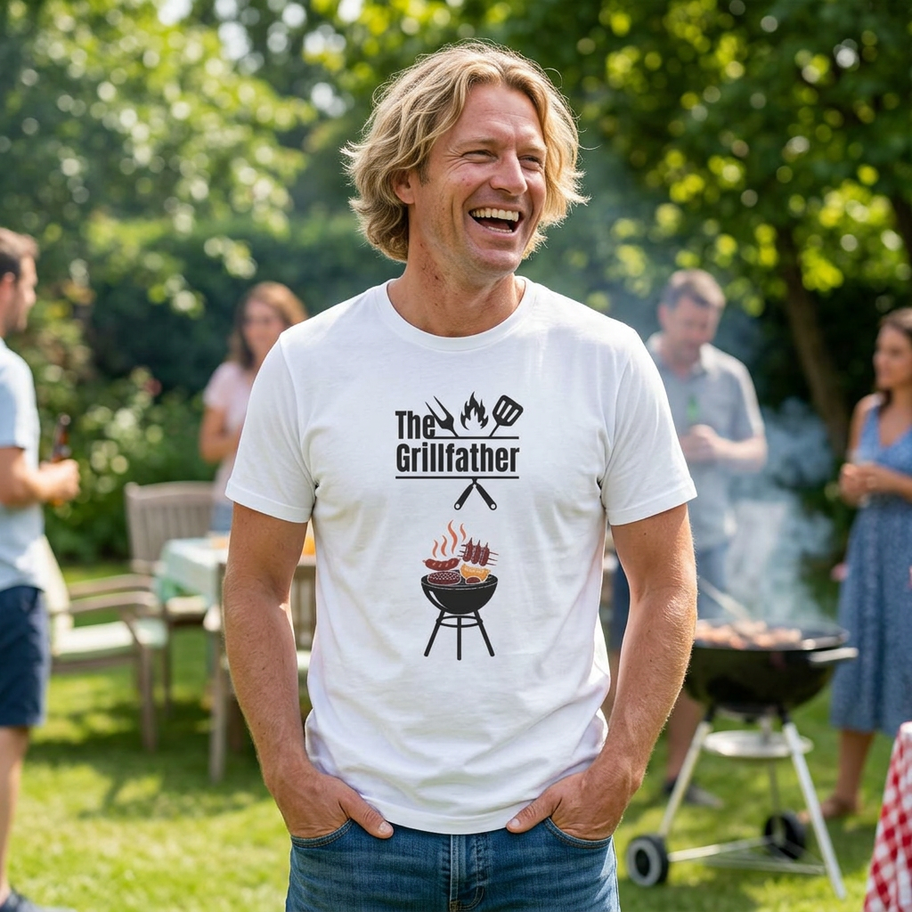 Grillfather BBQ Tee — 'The Grillfather' Moisture-Wicking Grillmaster Shirt