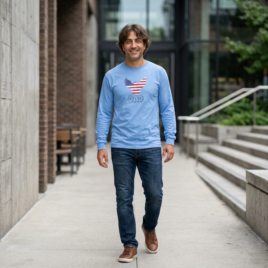 Patriotic Eagle Dad Long Sleeve Tee